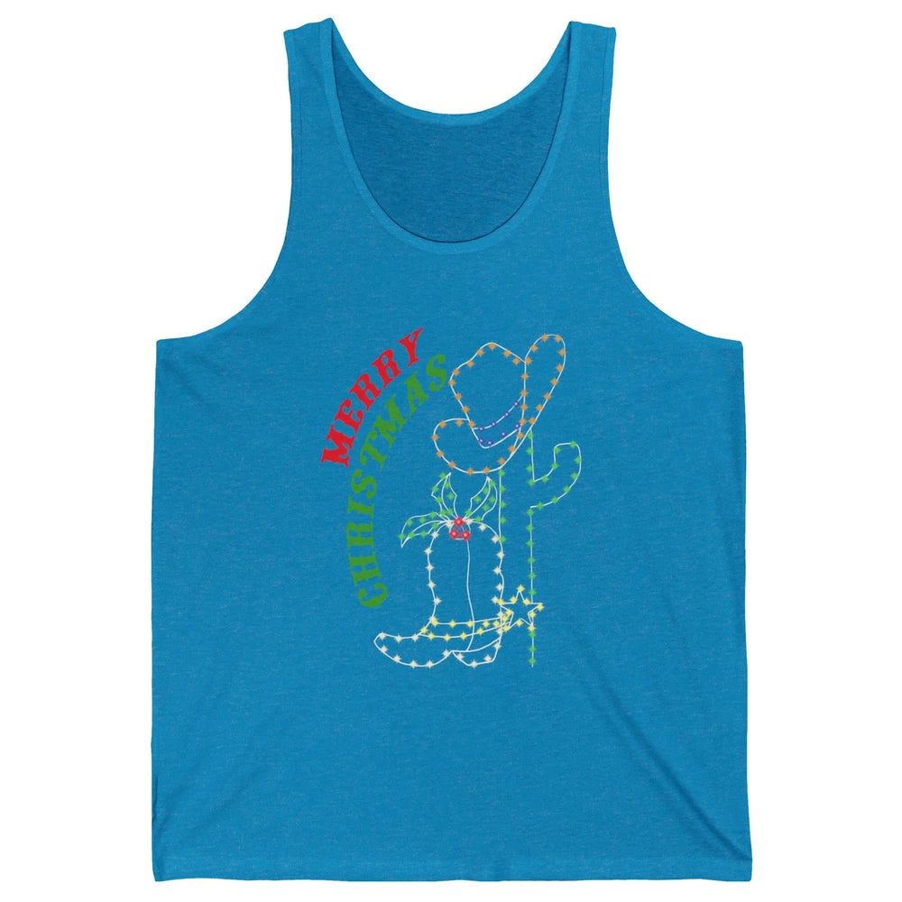Retro Cowboy Merry Christmas Western Country Cowgirl Costume Unisex Jersey Tank