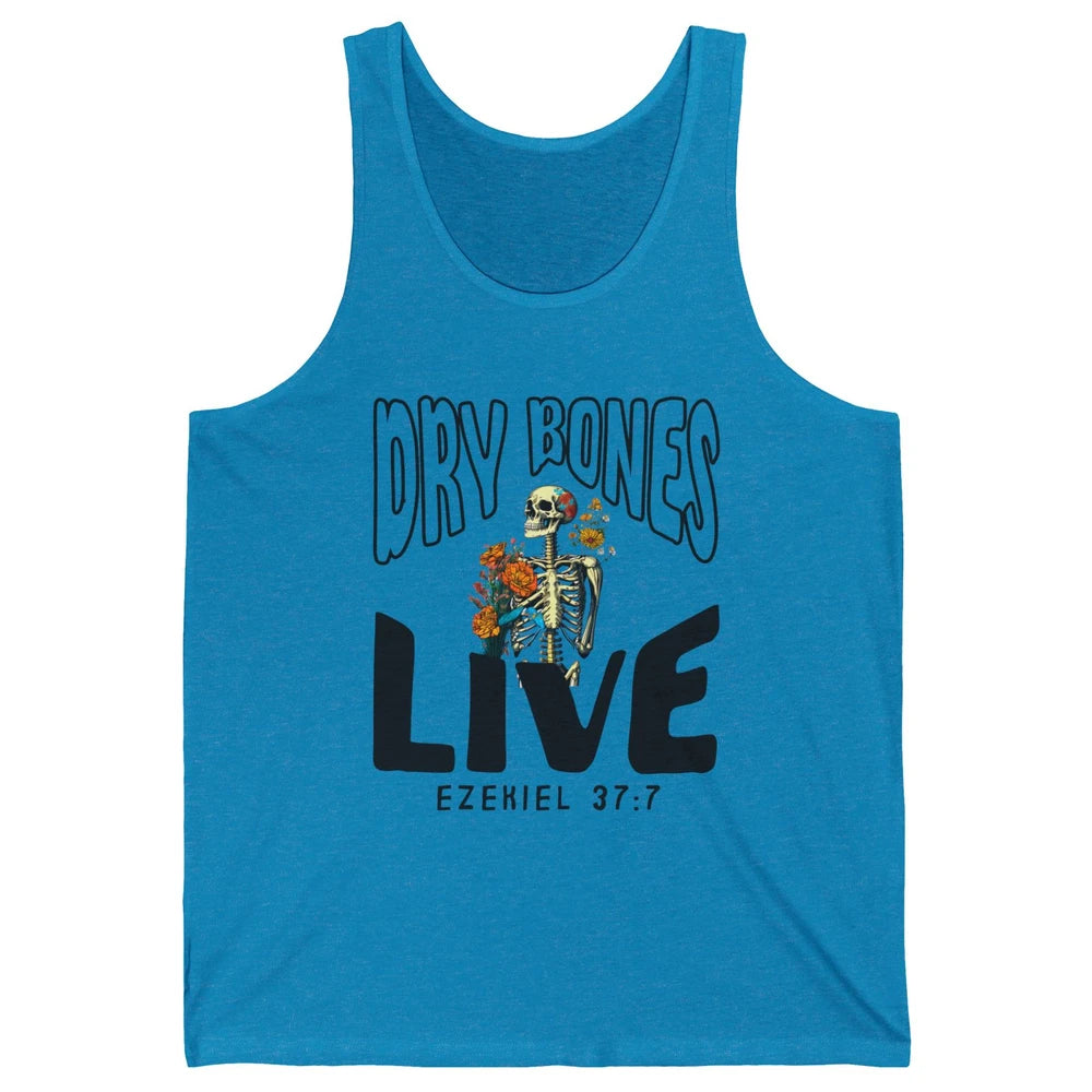 Floral Skeleton Dry Bones Come Alive Christian Halloween Unisex Jersey Tank