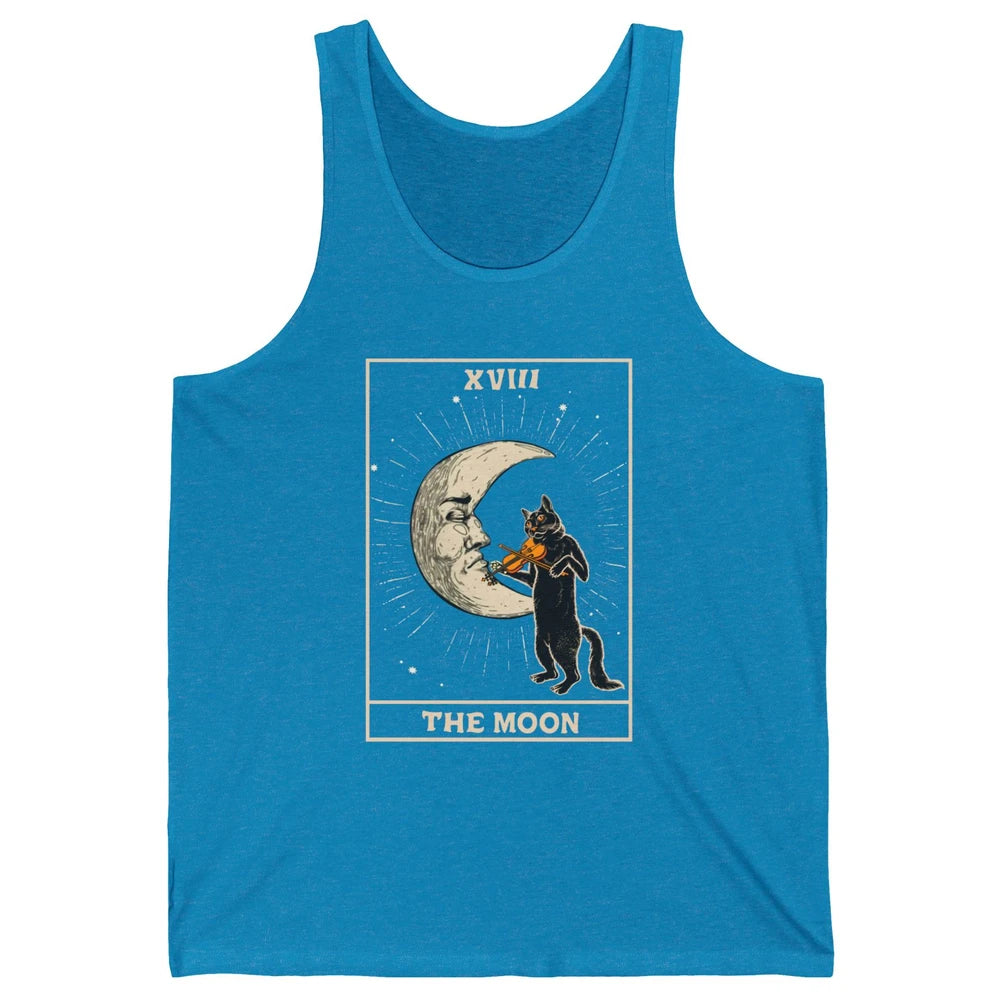 Retro Halloween Cat Guitarist The Moon Tarot Card Witchcraft Unisex Jersey Tank