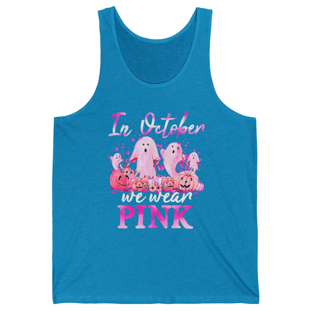 October Wear Ghost Boo Pink Ribbon Breast Cancer Awareness Unisex Jersey Tank