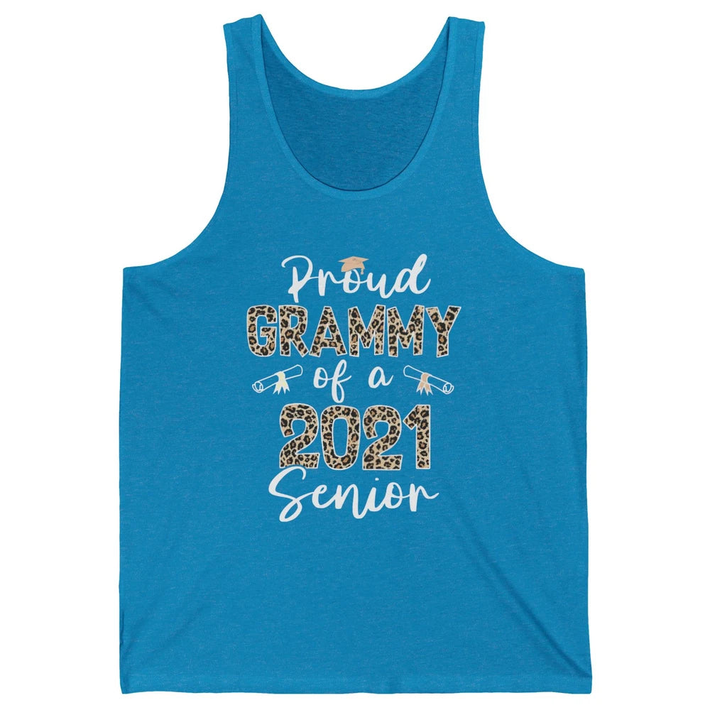 Proud Grammy Of A 2021 Senior Senior 2021 Grad Party Leopard Unisex Jersey Tank