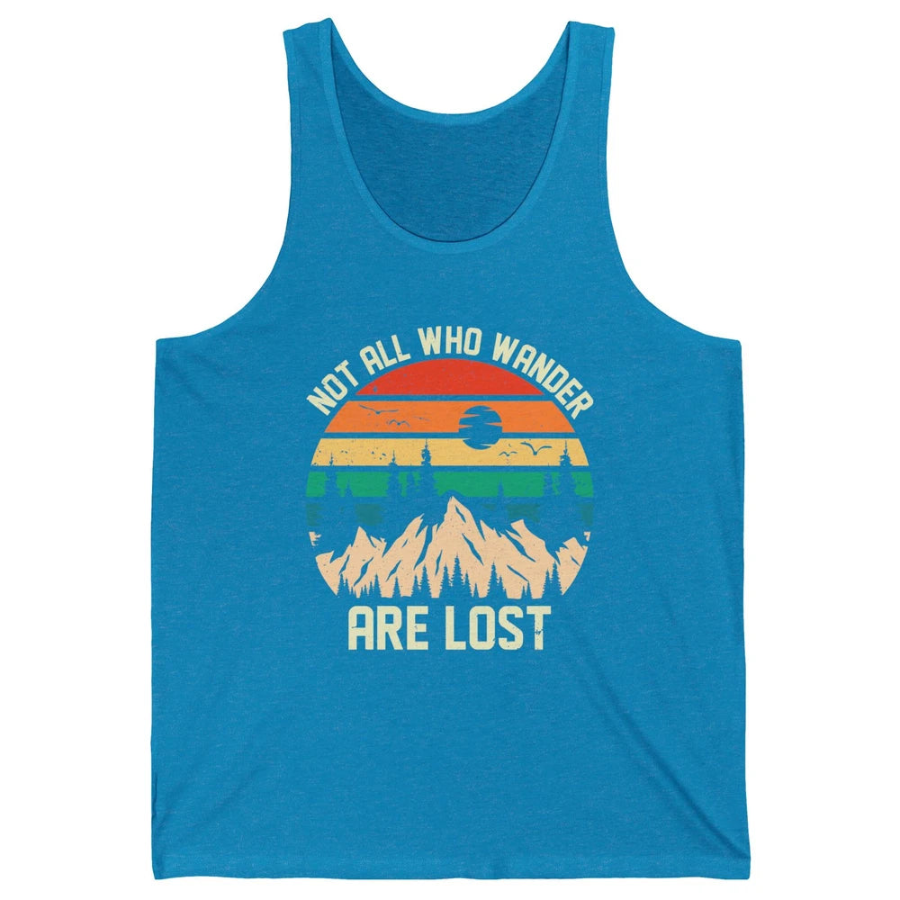 Retro Mountain Sunset Camping Not All Who Wander Are Lost Unisex Jersey Tank