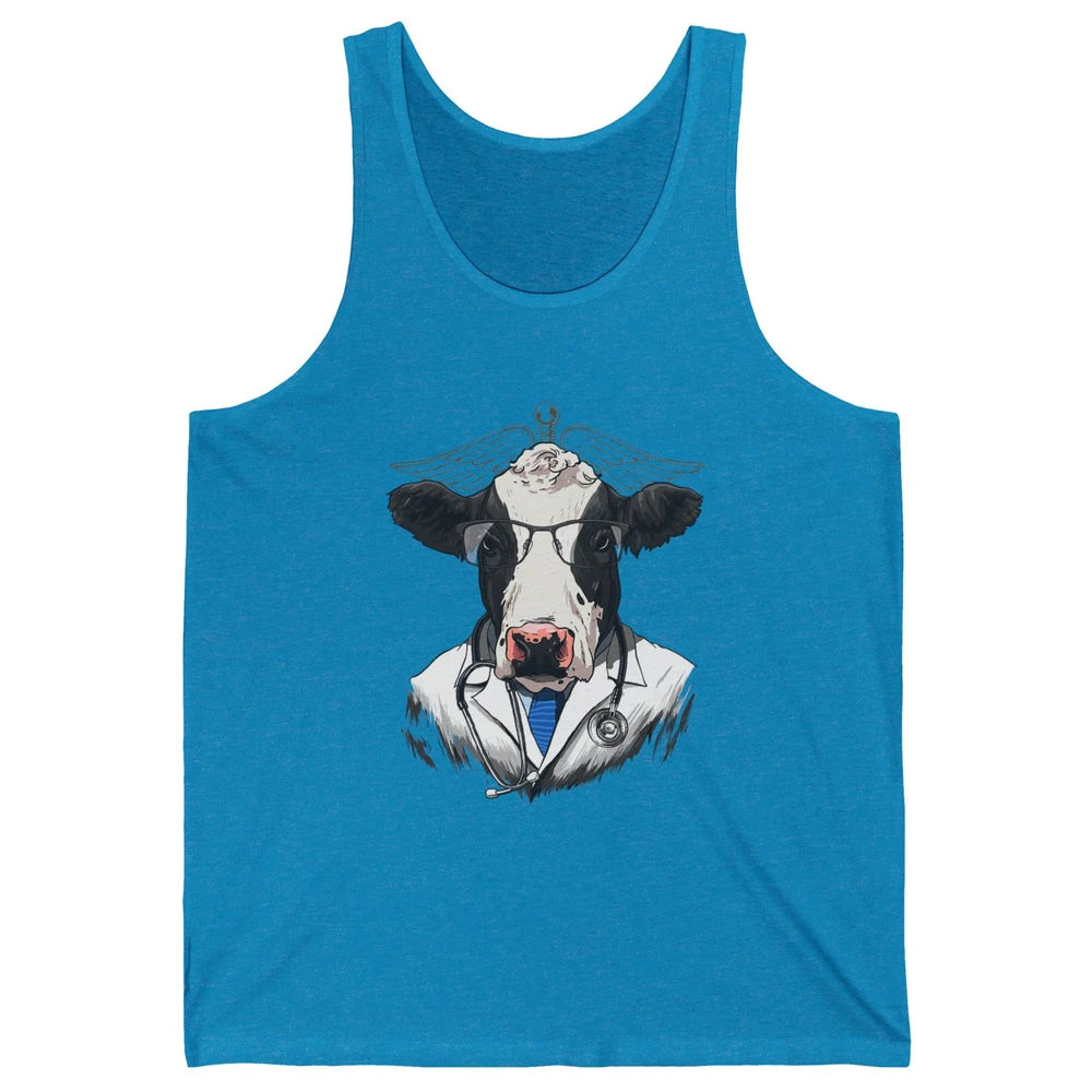 Funny Cow Vet Doctor Physician Surgeon Vet Tech Veterinarian Unisex Jersey Tank