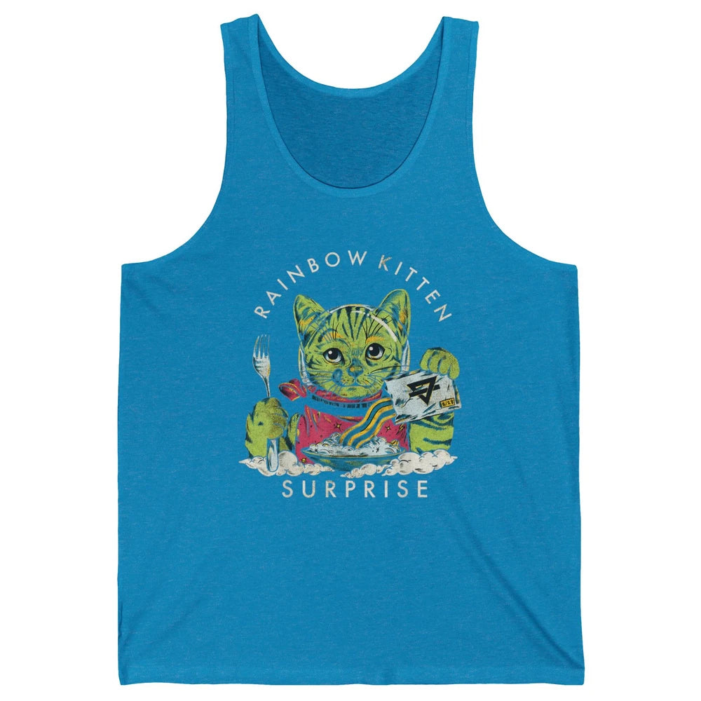 Retro Rainbow Kitten Surprise Gothic Halloween Funny Cat Pet Unisex Jersey Tank
