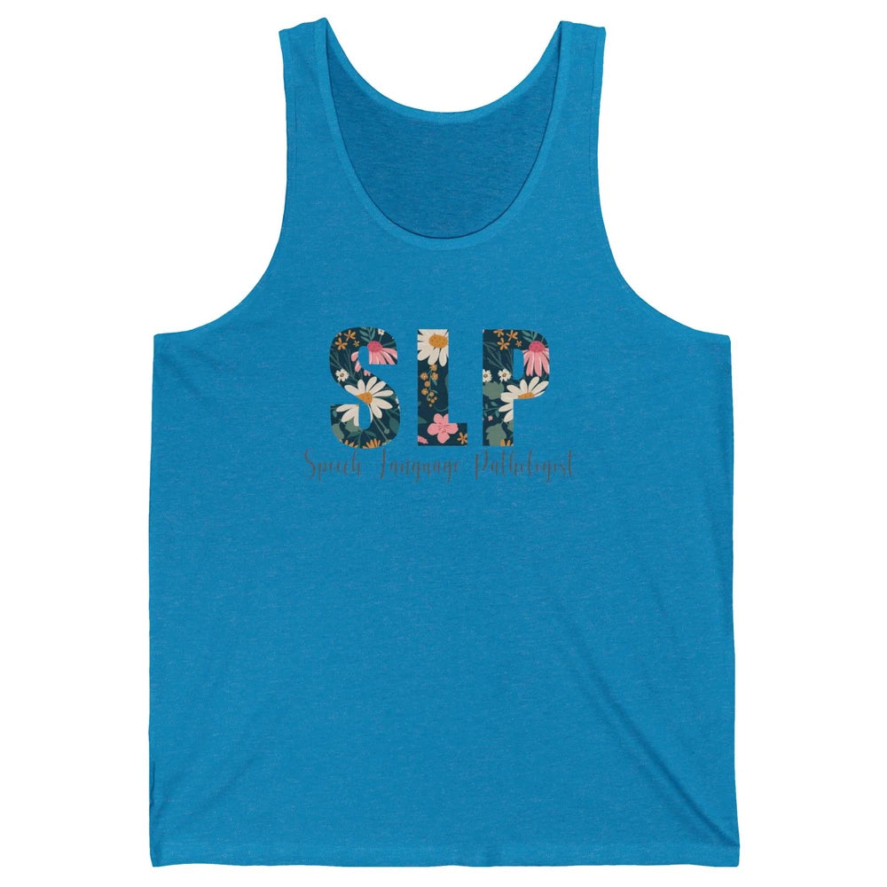 Speech Language Pathologist Floral Career Profession SLP Unisex Jersey Tank
