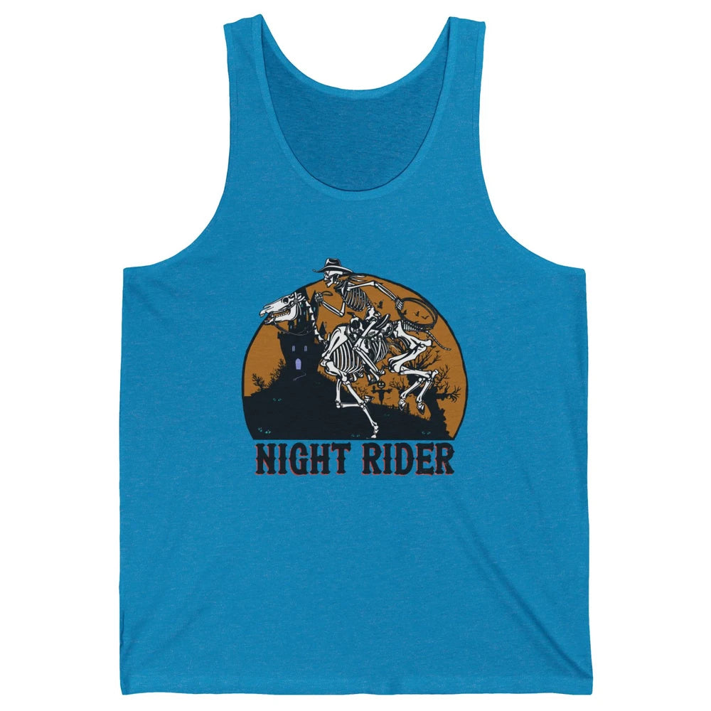 Cowboy Skeleton Bucking Horse Night Rider Western Halloween Unisex Jersey Tank