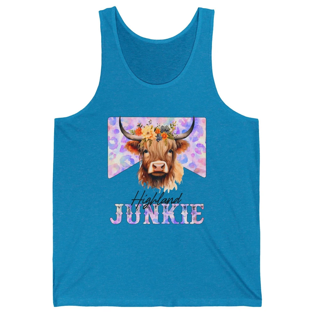 Floral Highland Cow Junkie Western Country Farm Animal Unisex Jersey Tank