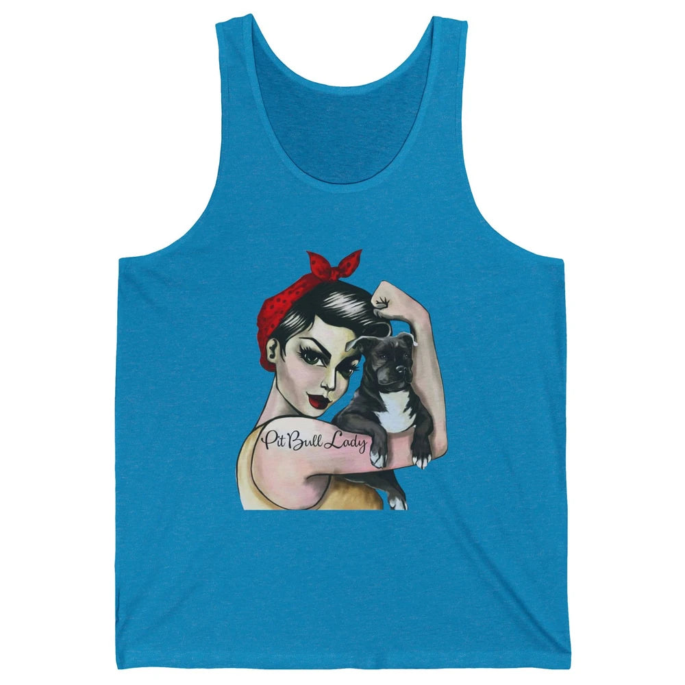 Pit Bull Lady Pit Bull Mom Dog Mom Bandana Dog Lovers Gift Unisex Jersey Tank