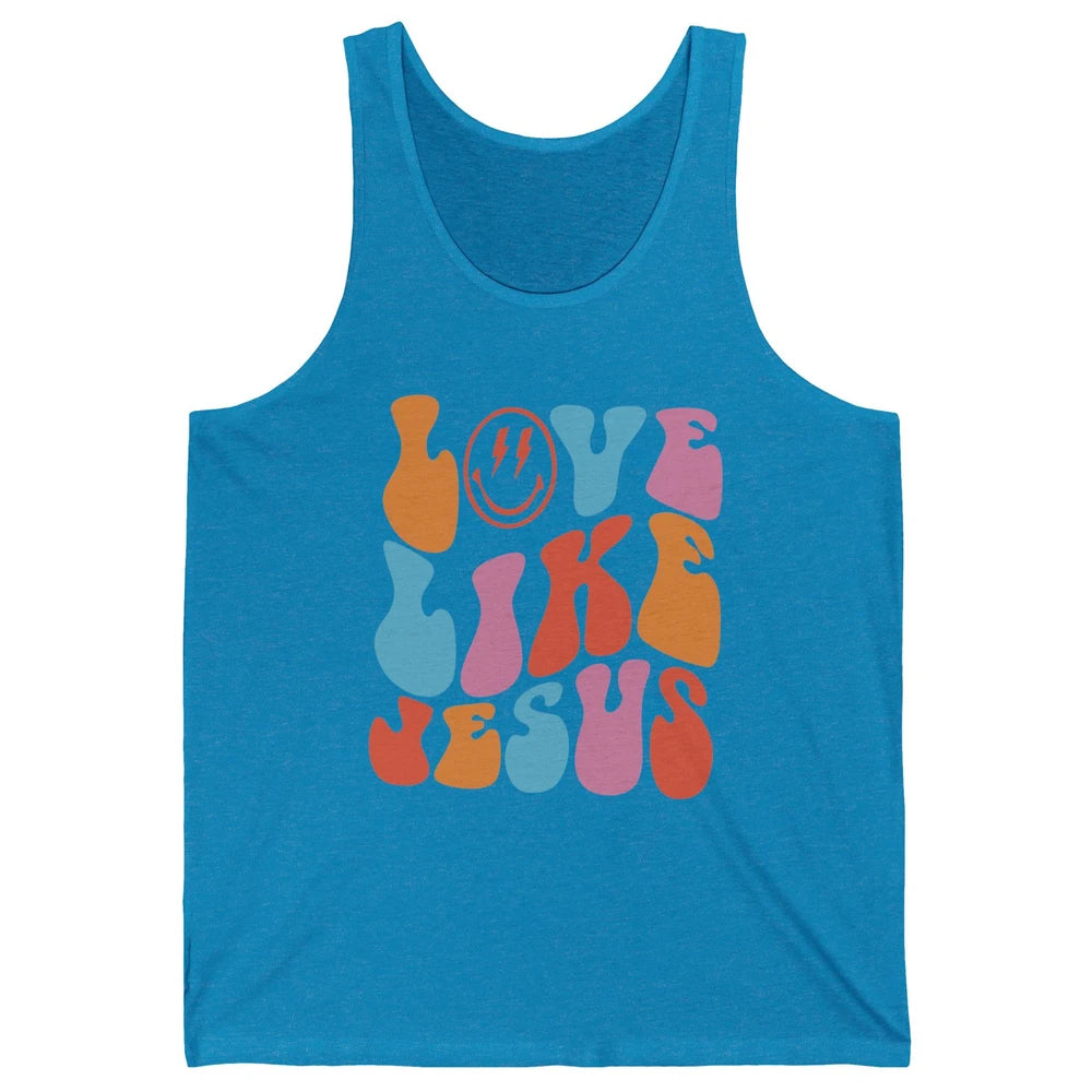 Retro Love Like Jesus Christian Faith Positive Mind And Life Unisex Jersey Tank