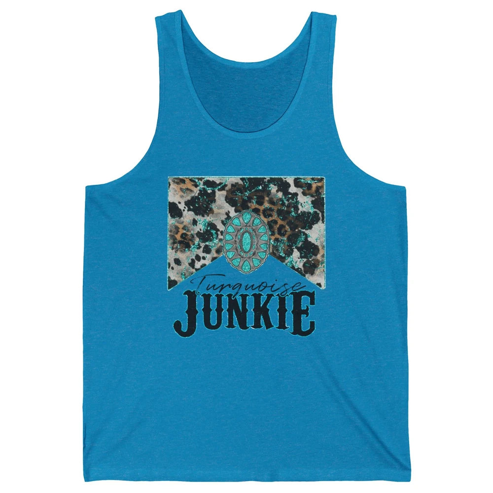 Retro Leopard Turquoise Junkie Gemstone Western Country Unisex Jersey Tank