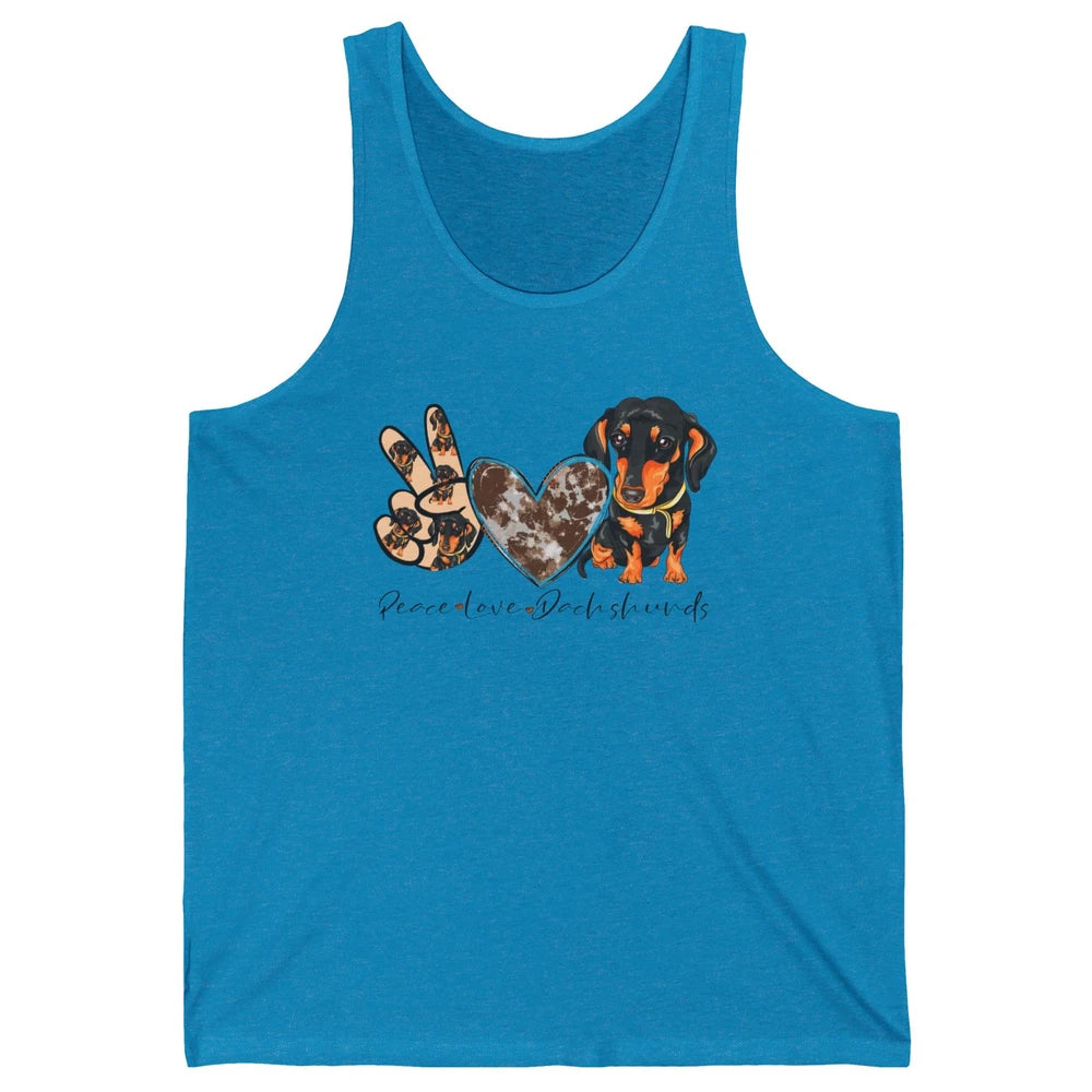 Peace Love Dachshund Dog Mom Dachshund Lovers Wiener Mom Unisex Jersey Tank