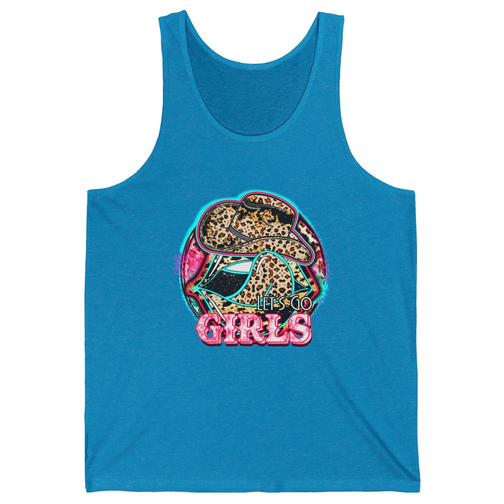 Retro Leopard Cowboy Boots Let's Go Girls Western Cowgirls Unisex Jersey Tank