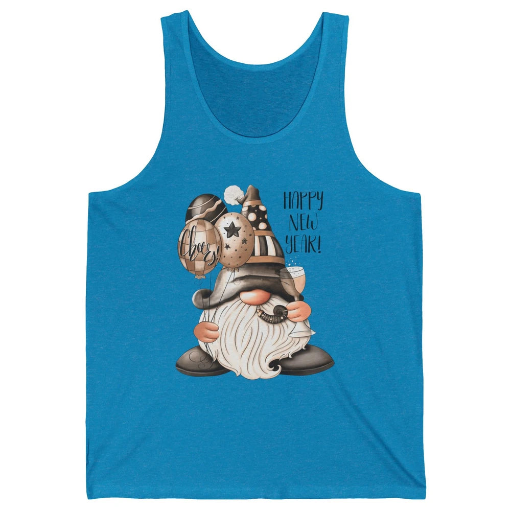 Happy New Year Gnome Champagne New Year Eve Cheer Gnomies Unisex Jersey Tank