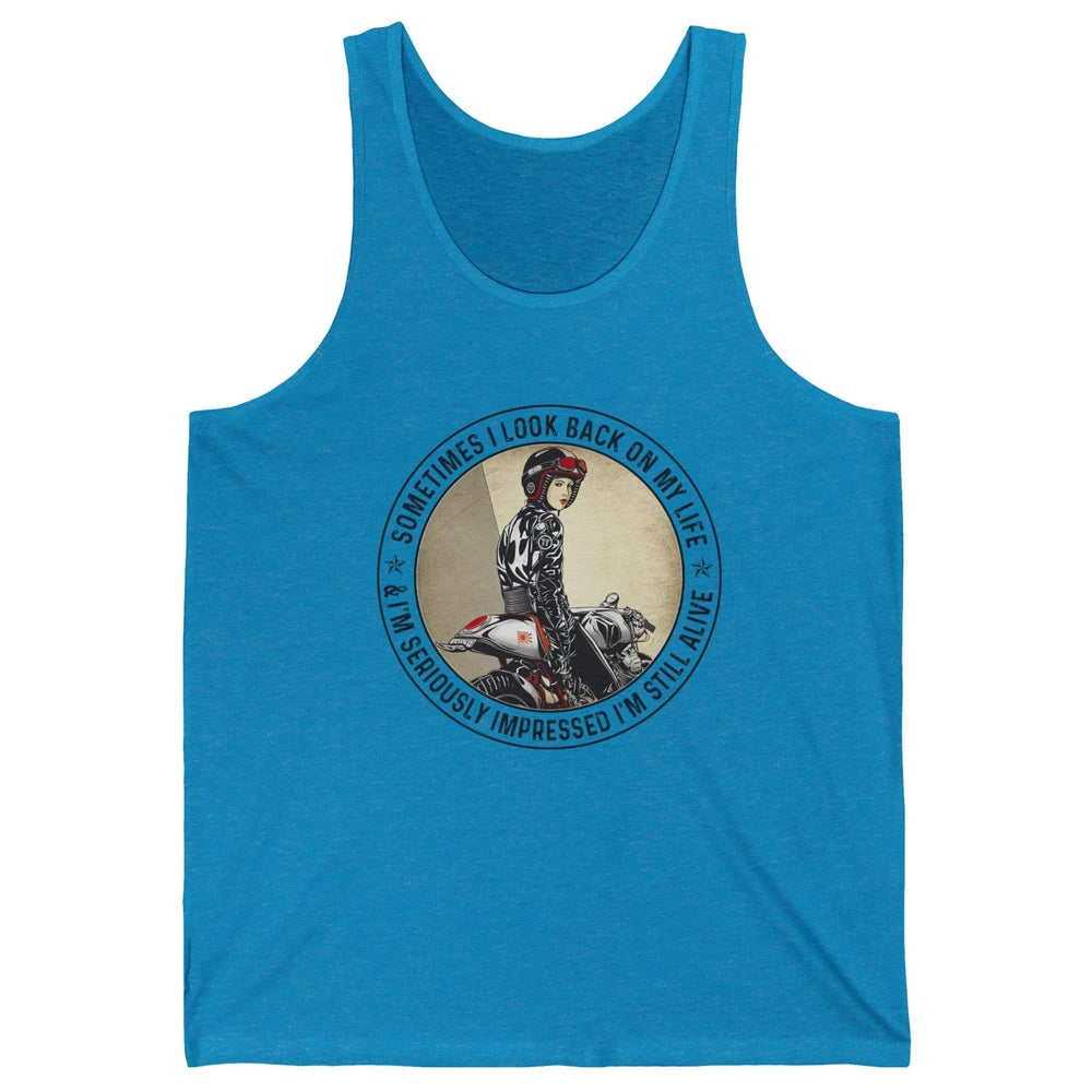 Retro Biker Sometimes I Look Back On My Life Motorcycle Gift Unisex Jersey Tank