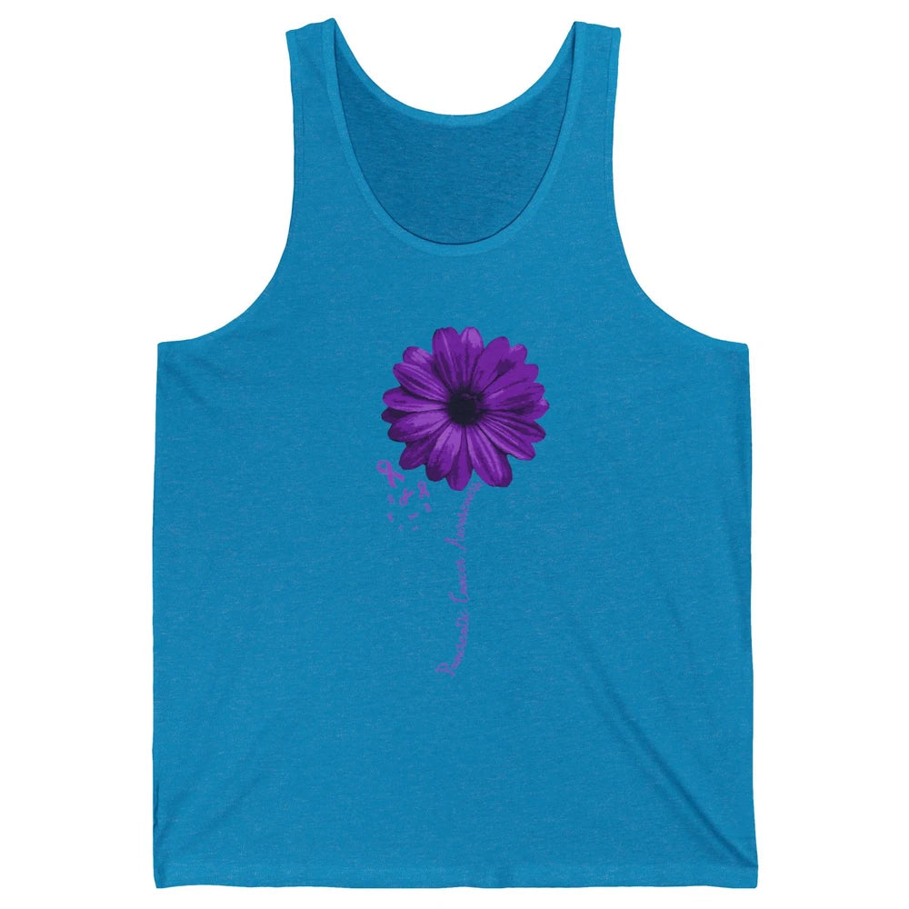 Pancreatic Cancer Awareness Purple Ribbon Daisy Flower Unisex Jersey Tank