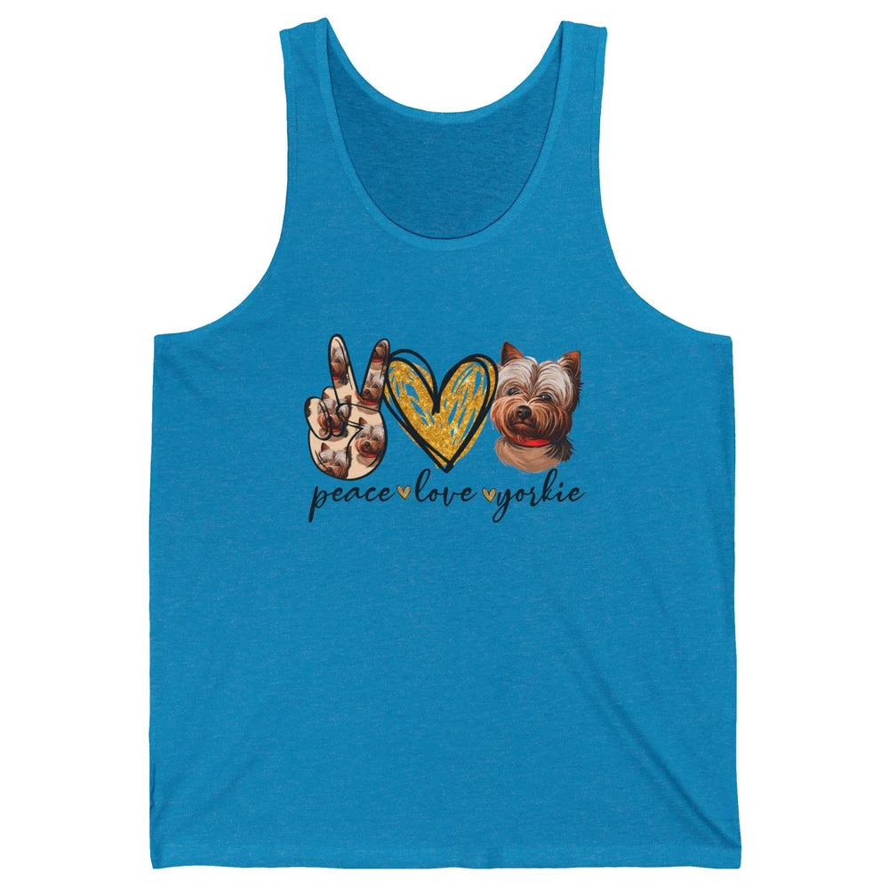 Peace Love Yorkie Dog Lovers Yorkshire Terrier Dad Mom Gift Unisex Jersey Tank