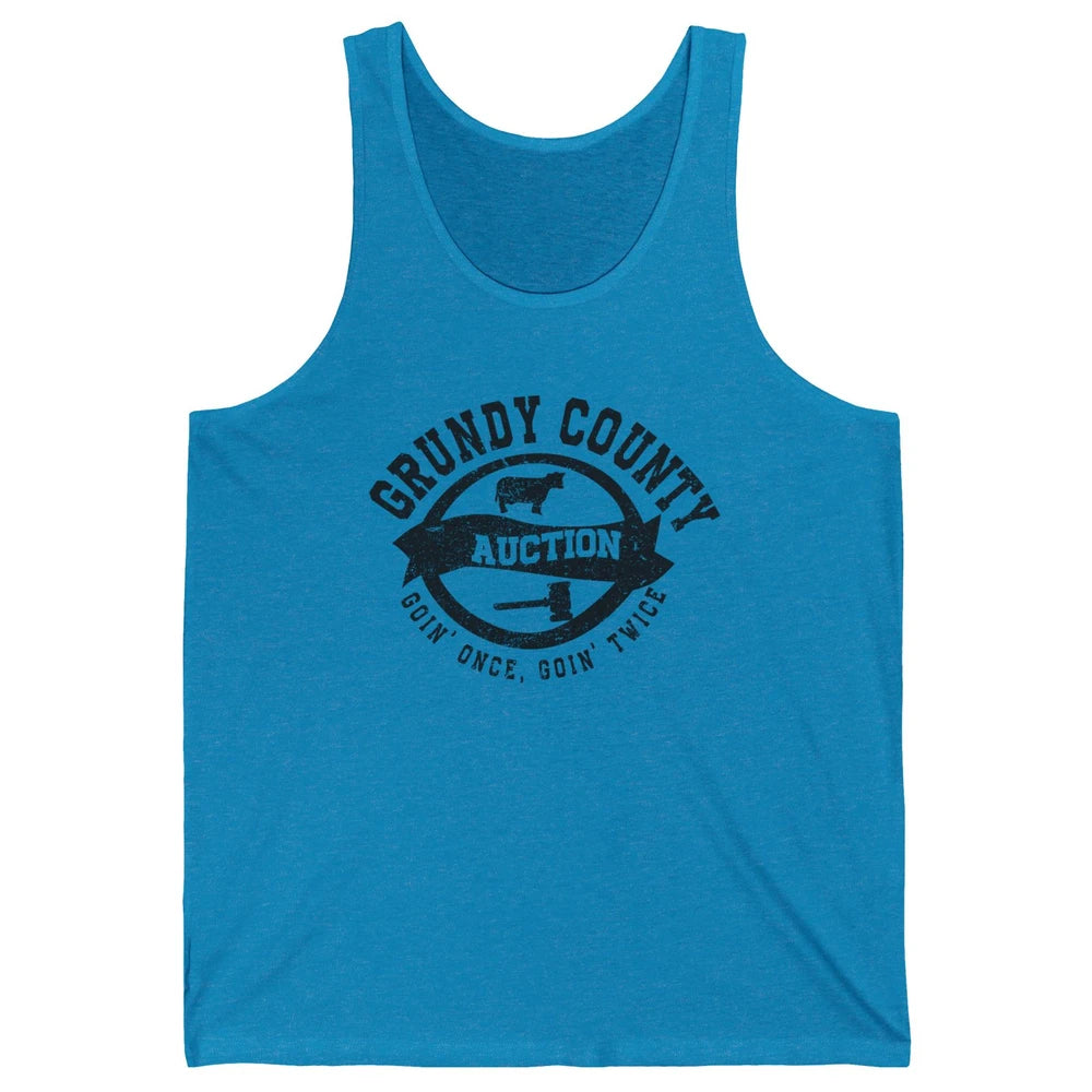 Retro Bull Skull Grundy County Auction Western Country Farm Unisex Jersey Tank