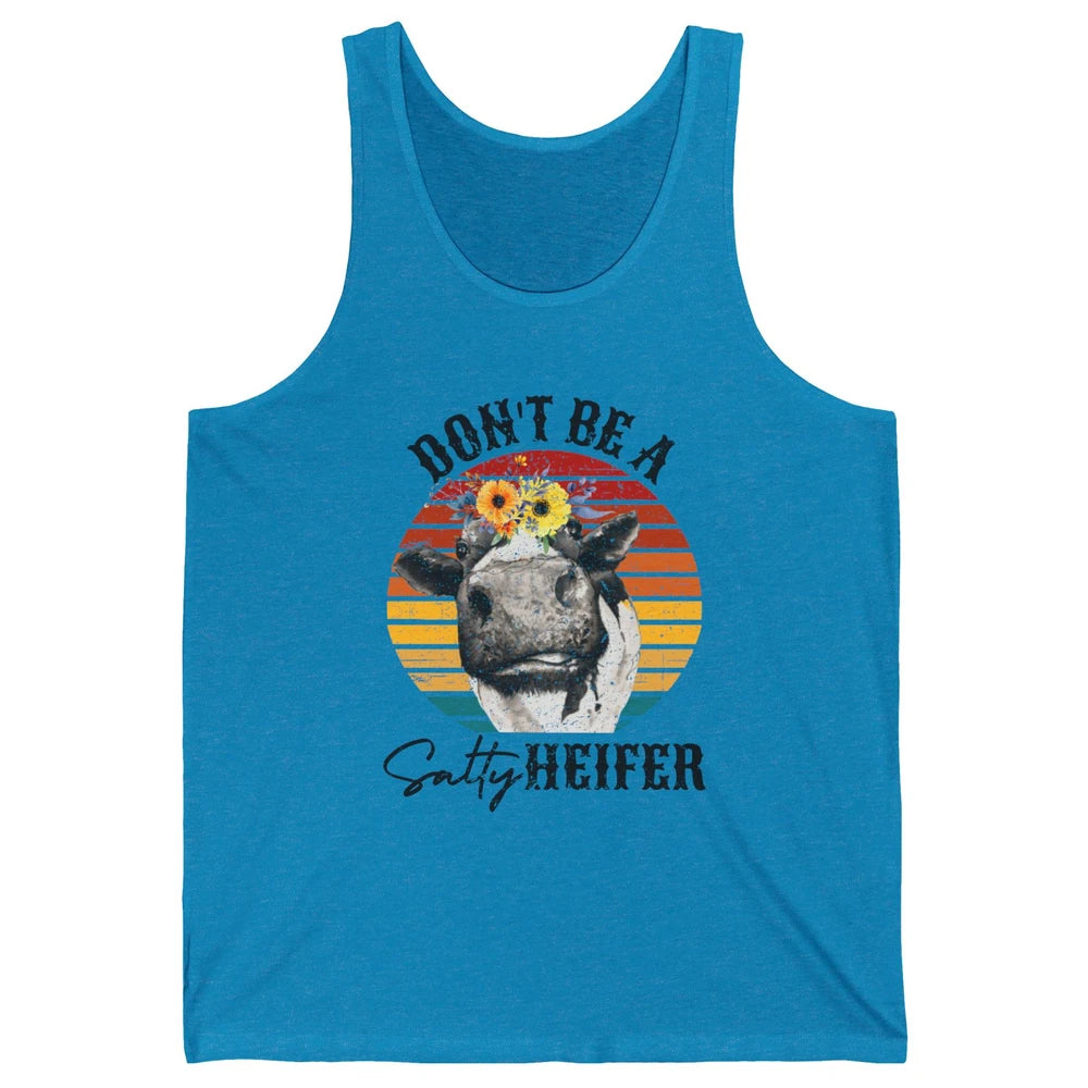 Retro Floral Heifer Don't Be A Salty Funny Heifer Cow Farmer Unisex Jersey Tank
