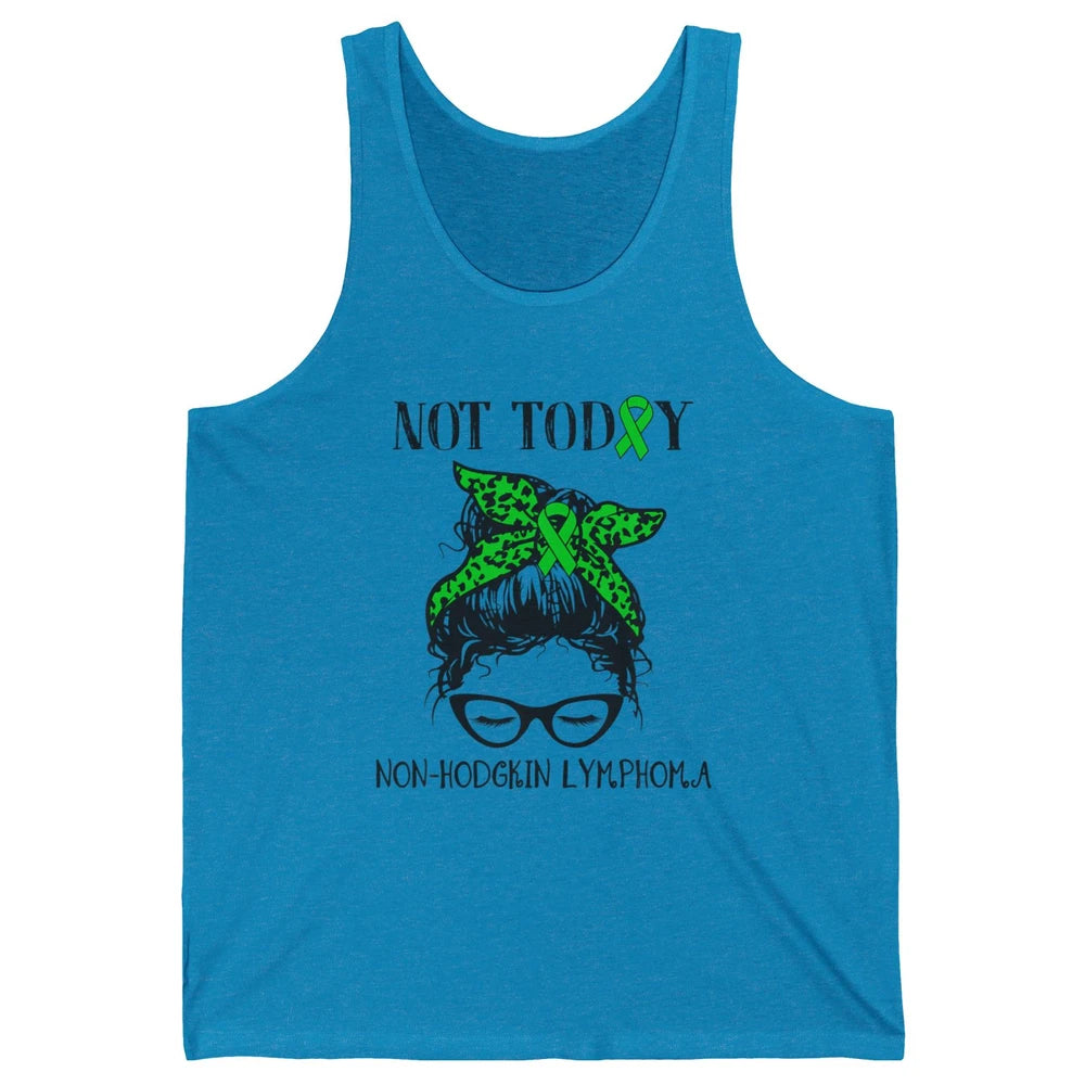 Non-Hodgkin Lymphoma Cancer Warrior Messy Hair Leopard Green Unisex Jersey Tank