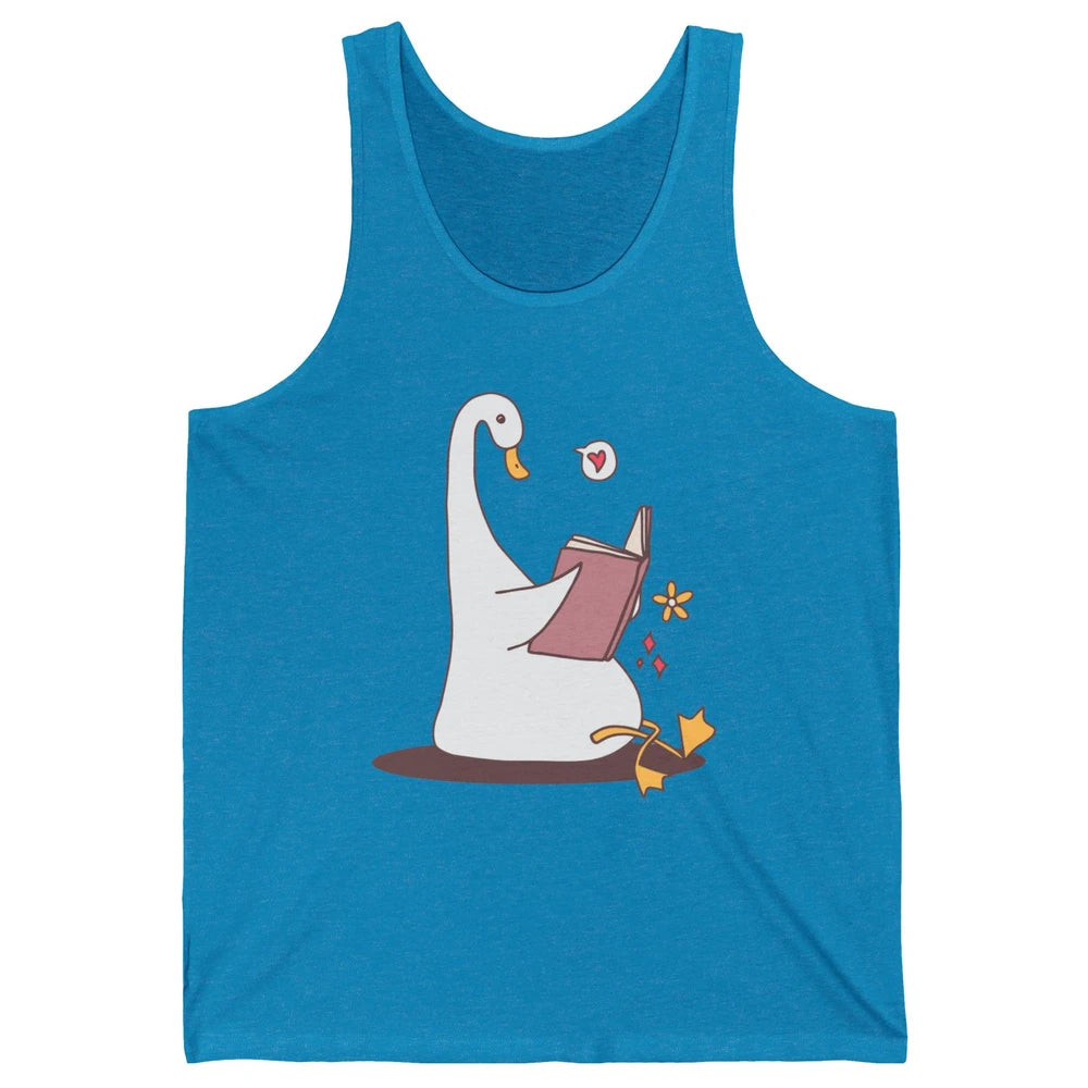 Funny Silly Goose Book Reading Goose Book Lovers Bookish Unisex Jersey Tank
