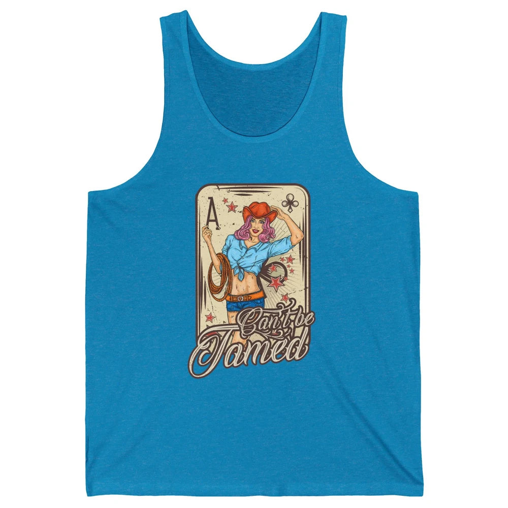 Retro Cowgirl Card Can't Be Tamed Western Country Midwest Unisex Jersey Tank