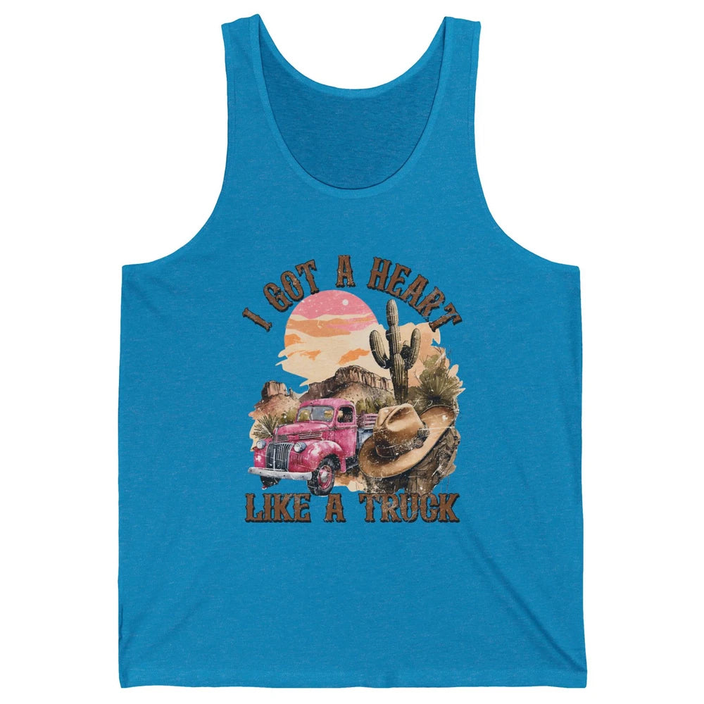 Retro Desert I Got A Heart Like A Truck Western Country Girl Unisex Jersey Tank
