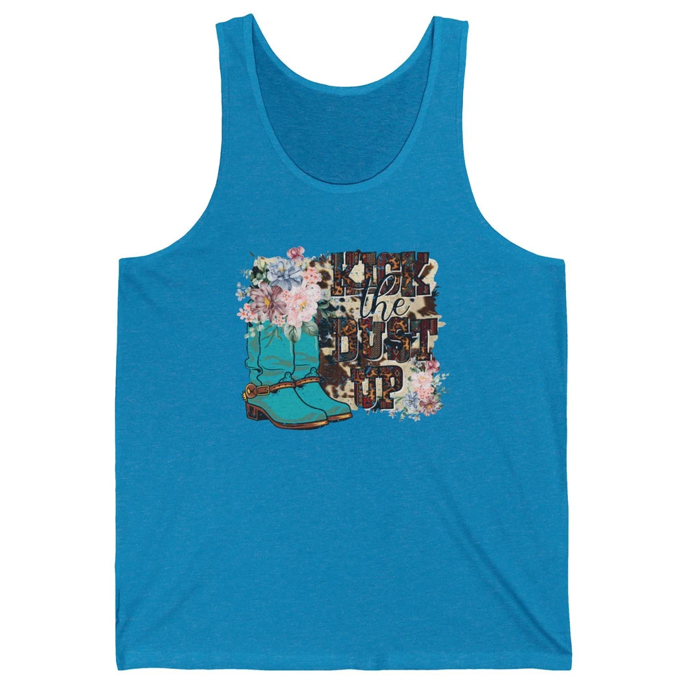 Retro Floral Cowgirl Boot Kick The Dust Up Western Country Unisex Jersey Tank