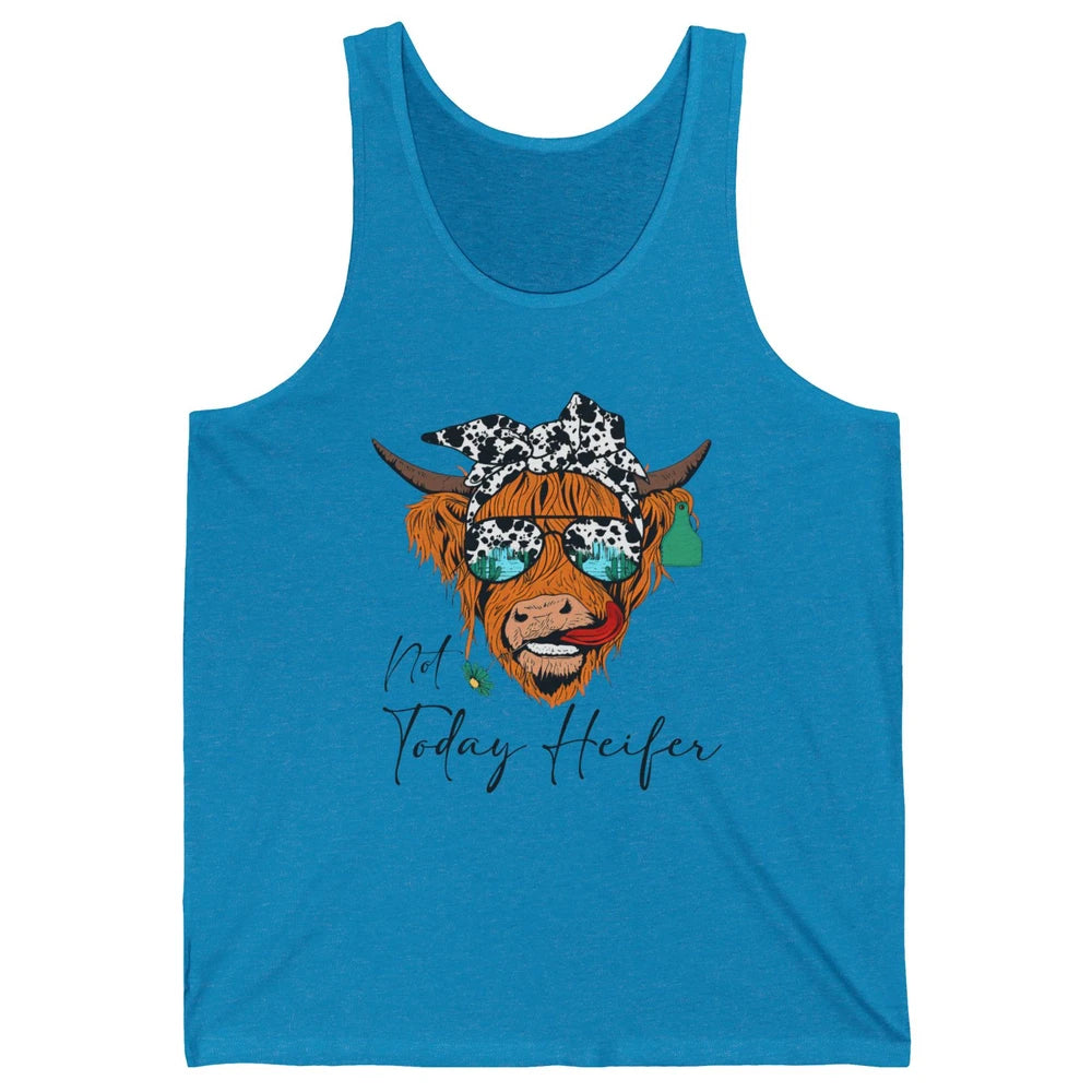 Desert Highland Cow Sunglasses Not Today Heifer Cow Lovers Unisex Jersey Tank