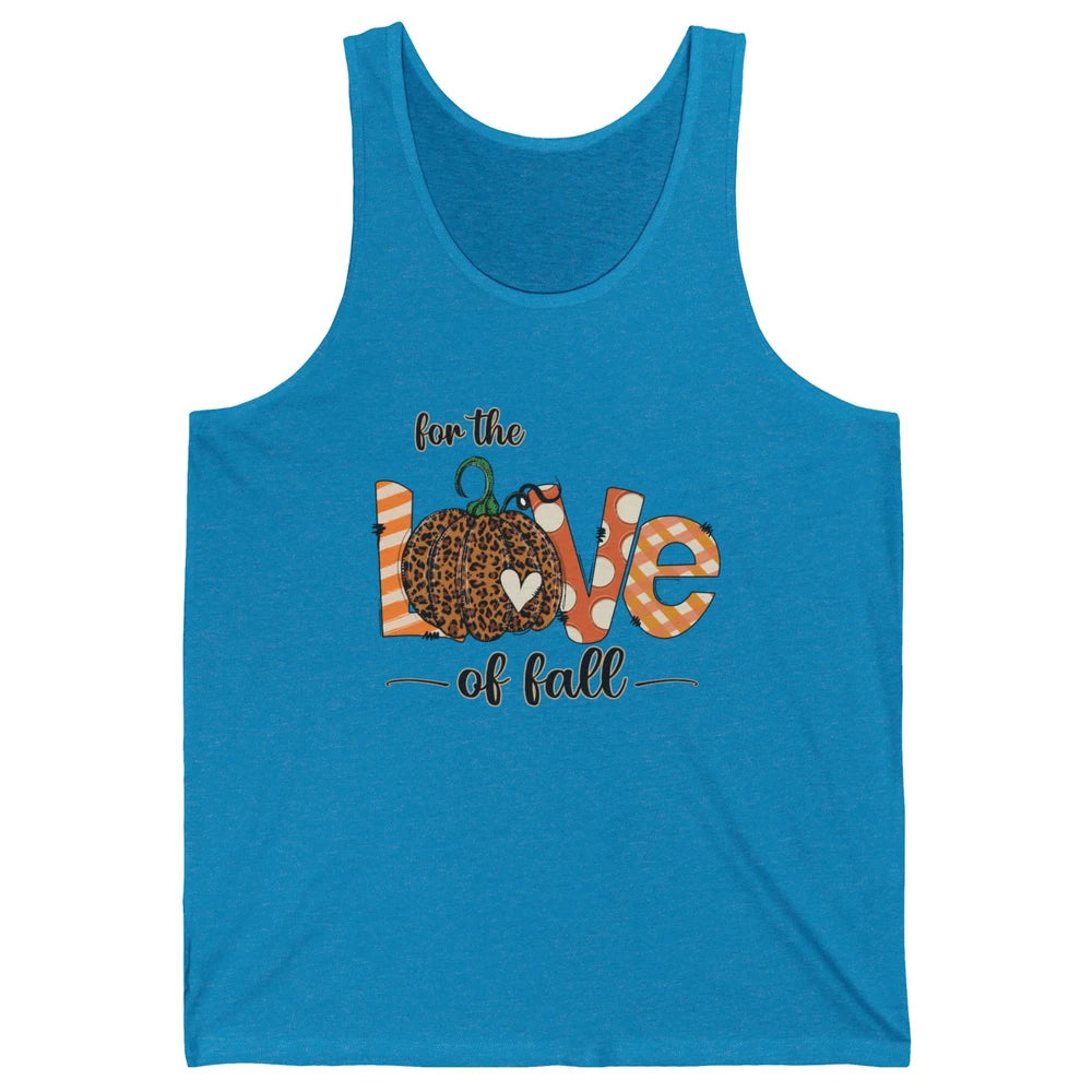 Retro Love Fall Y'All Leopard Pumpkin Heart Halloween Fall Unisex Jersey Tank