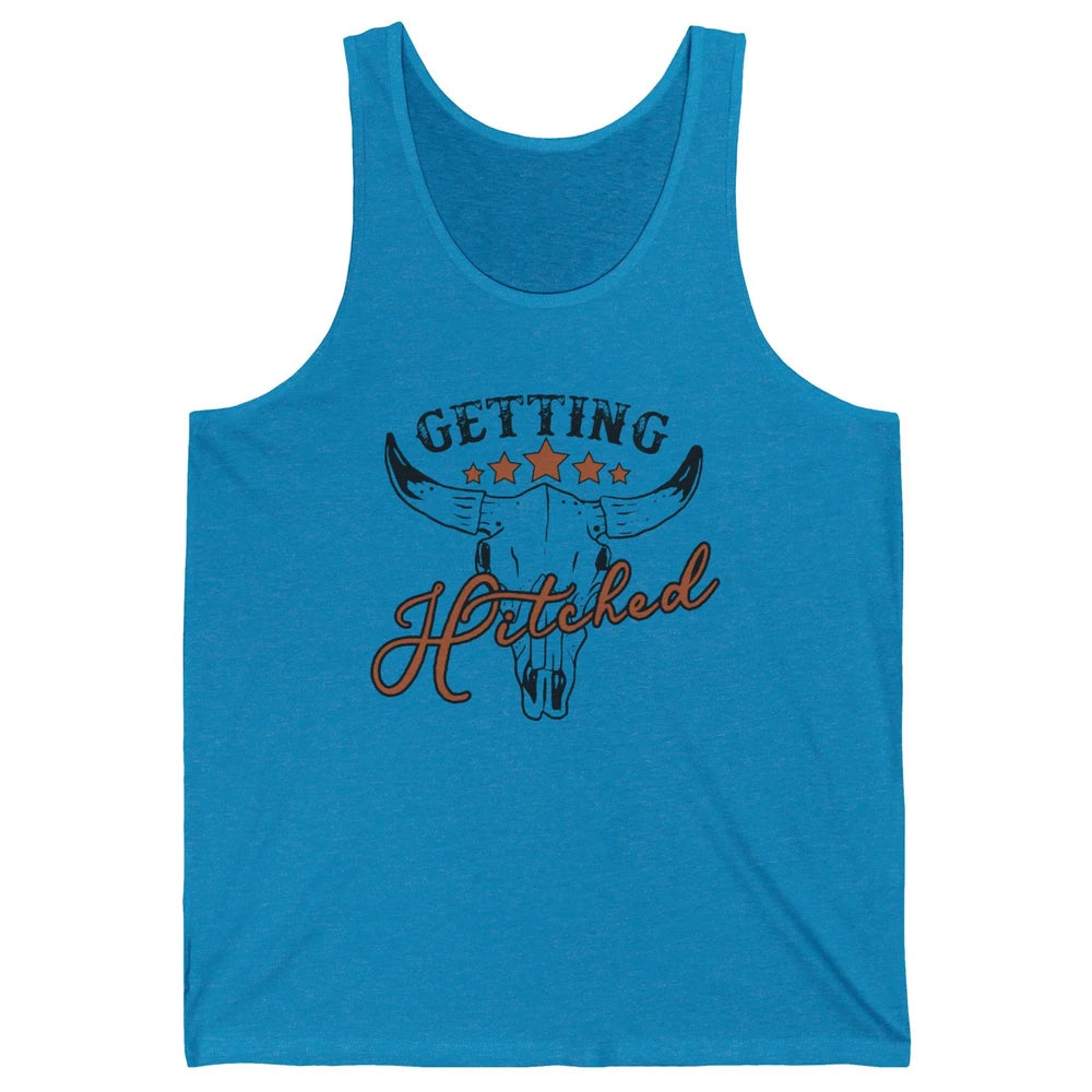 Retro Bull Skull Getting Rowdy Gettin Hitched Western Bridal Unisex Jersey Tank