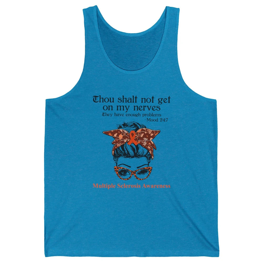 Multiple Sclerosis Awareness Messy Bun Ms Cancer Warrior Unisex Jersey Tank