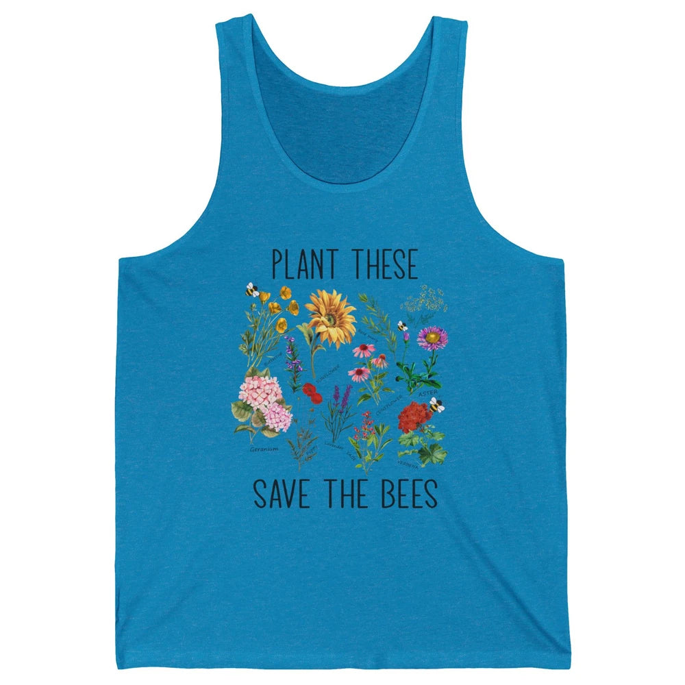 Retro Plant These Save The Bees Flowers Gardening Lover Gift Unisex Jersey Tank