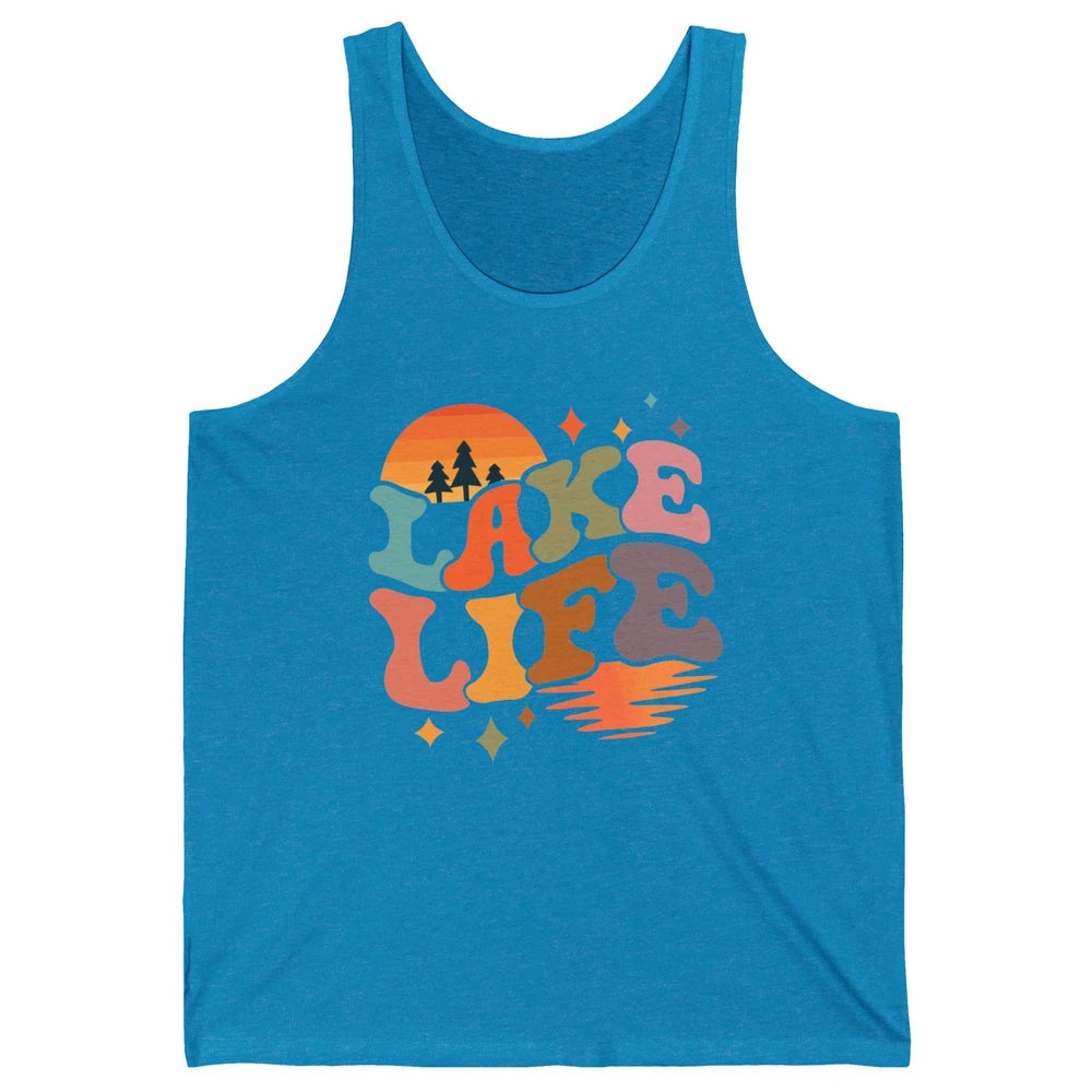 Retro Lake Life Vintage Lake Sunrise Boating Summer Trip Unisex Jersey Tank
