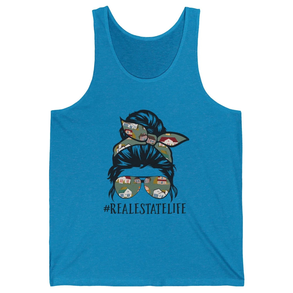 Real Estate Wife Life Messy Bun Mom Realtor Women Close Deal Unisex Jersey Tank