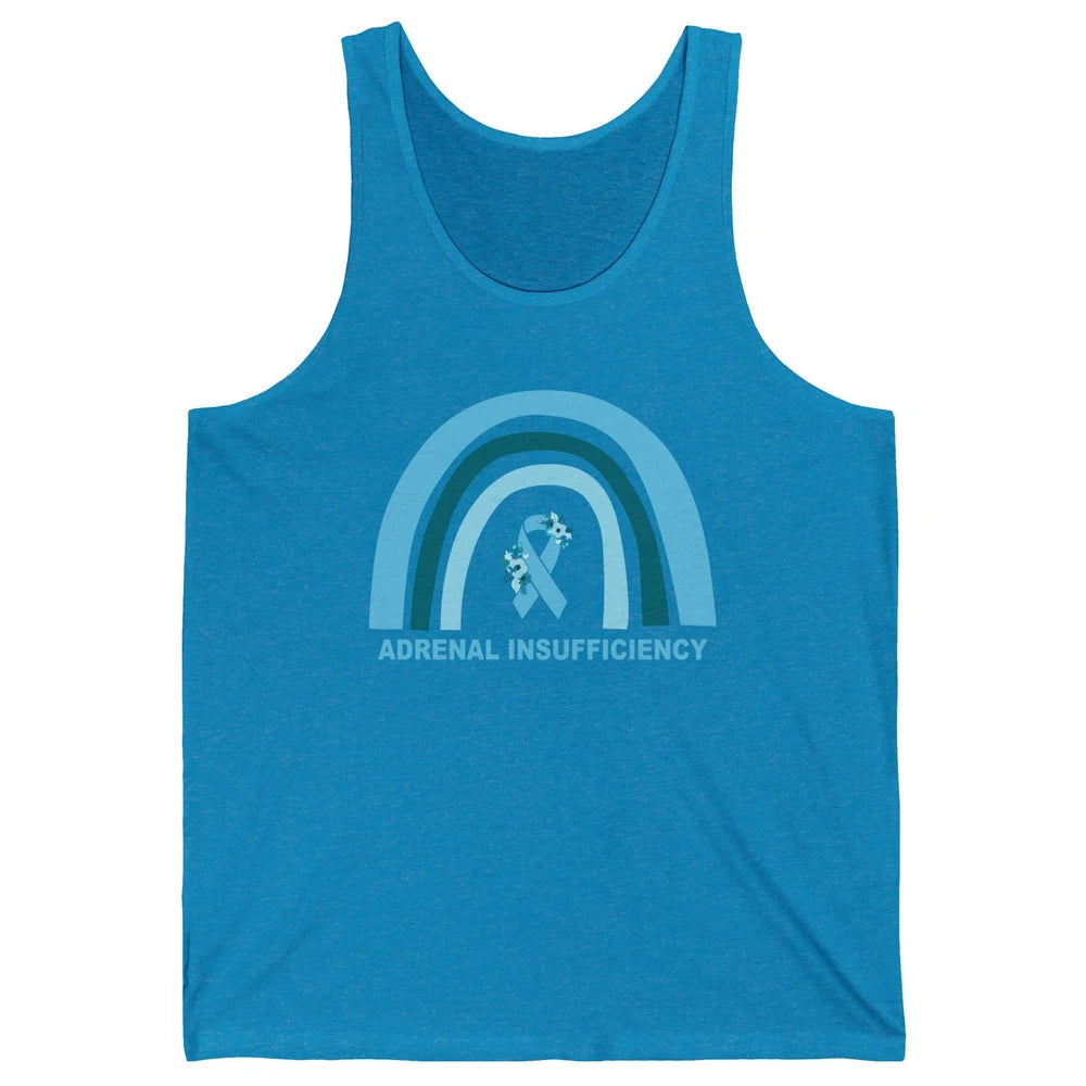 Adrenal Insufficiency Awareness Floral Blue Ribbon Rainbow Unisex Jersey Tank