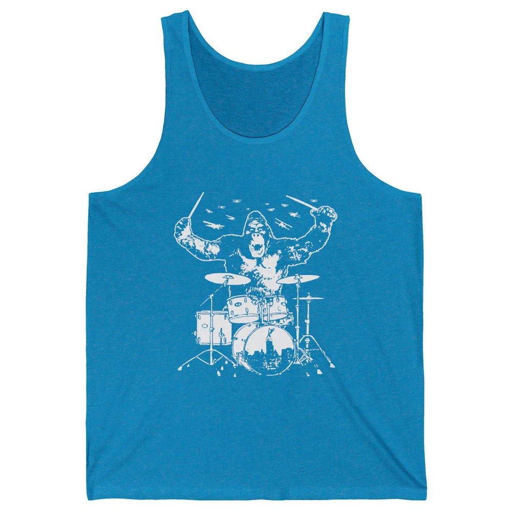 Retro Gorilla Drumming Drummers Gift Percussionists Unisex Jersey Tank