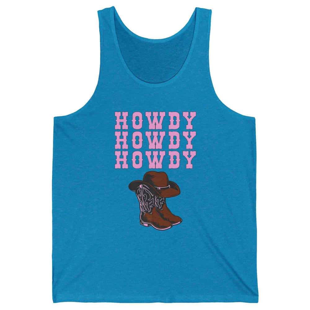 Retro Cowgirl Boots And Hat Howdy Western Country Cowboy Unisex Jersey Tank