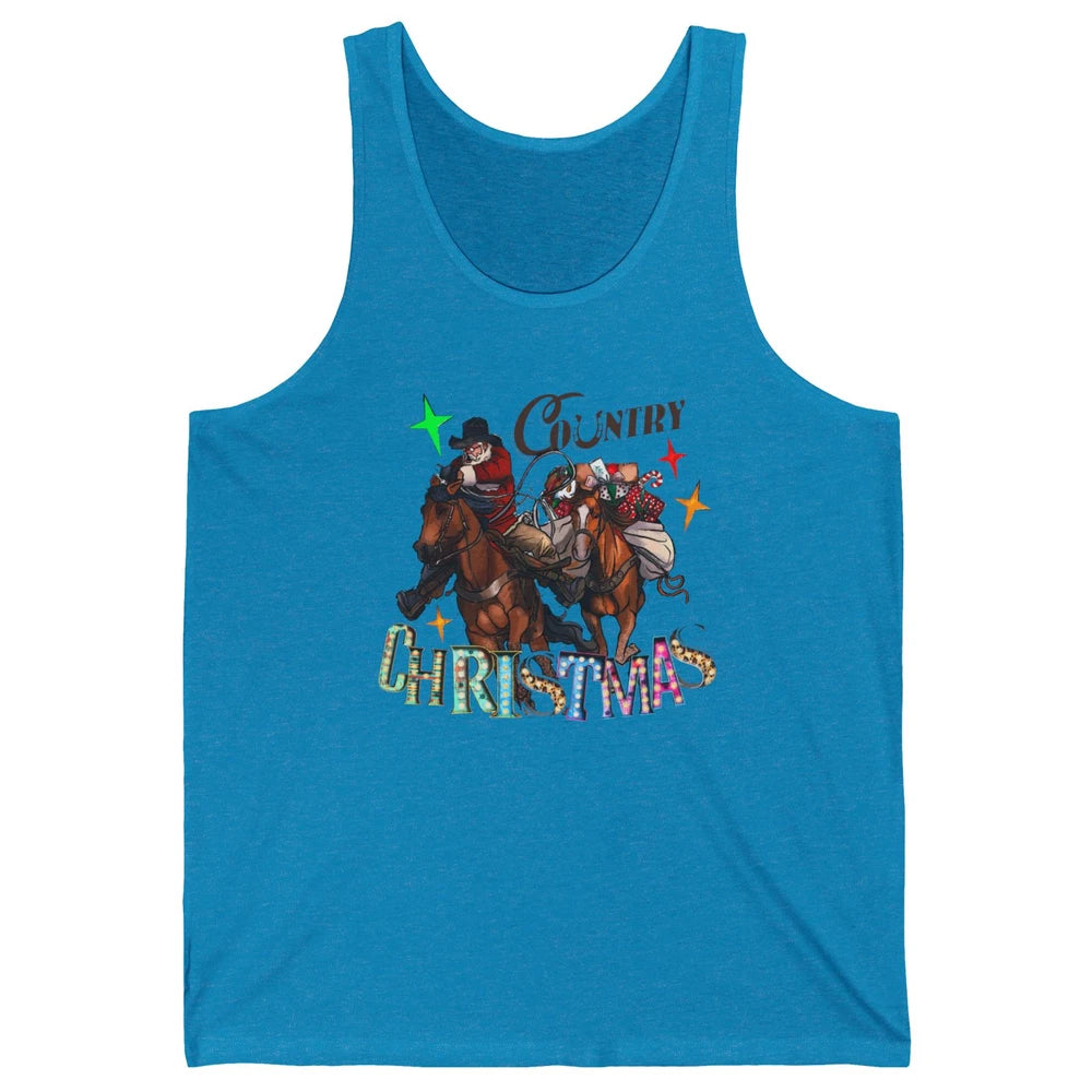 Santa Claus Country Christmas Y'all Western Country Cowboy Unisex Jersey Tank