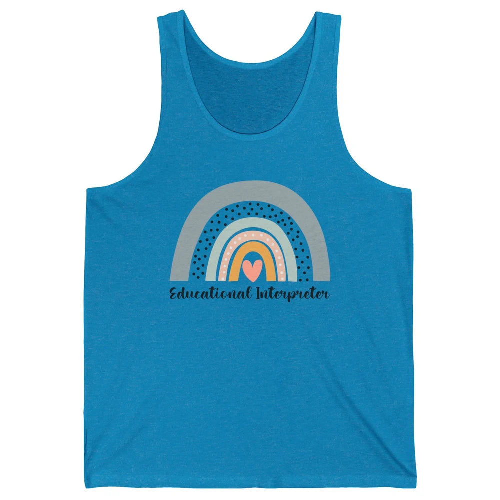 Retro Boho Rainbow Educational Interpreter Back To School Unisex Jersey Tank