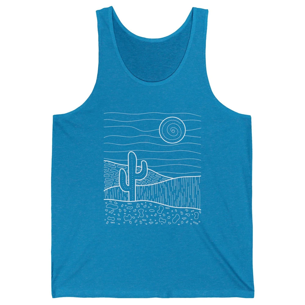 Abstract Desert Cactus Sunset Western Country Minimalist Unisex Jersey Tank