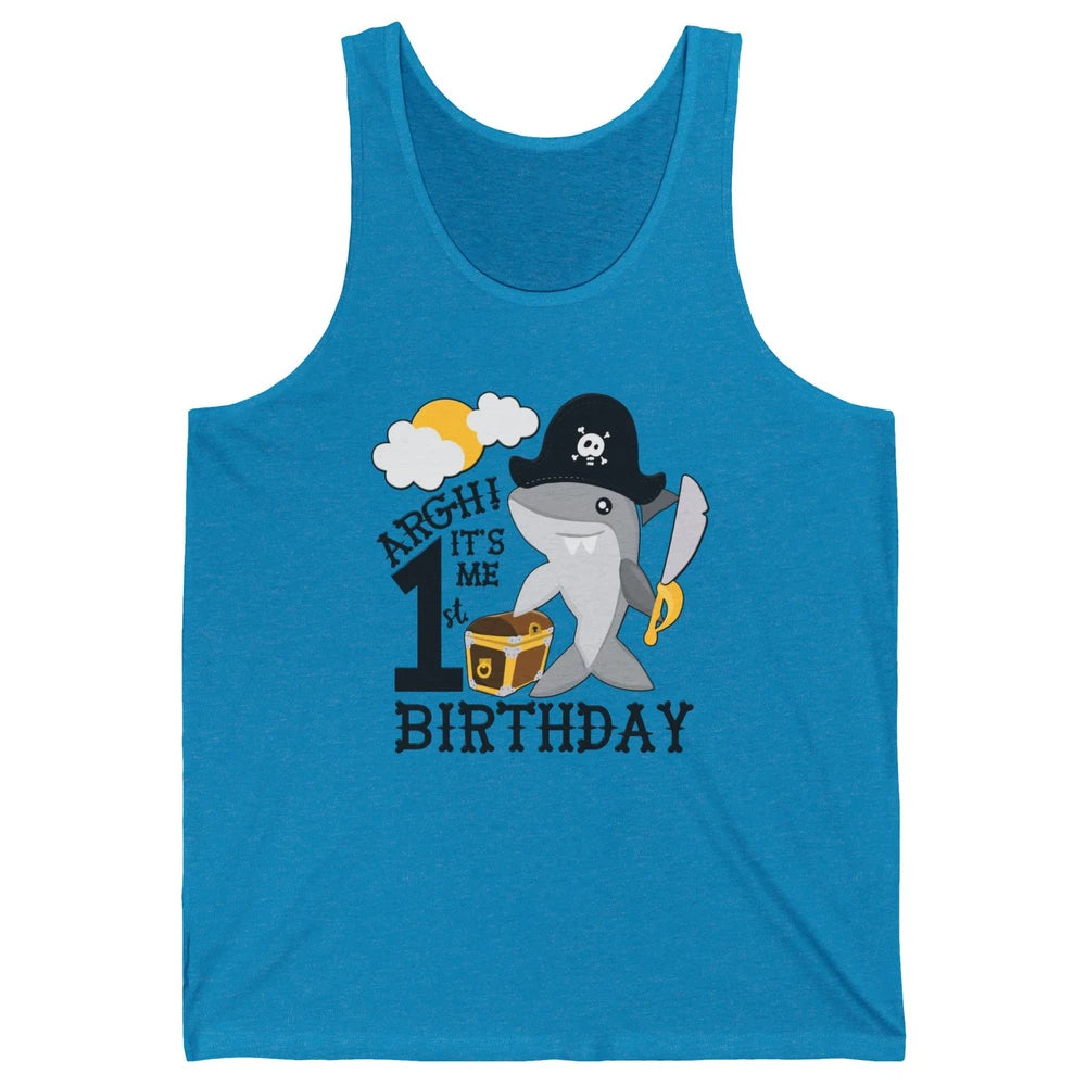 Pirate Shark 1st Birthday Party 1st Birthday Boy Girl Gift Unisex Jersey Tank