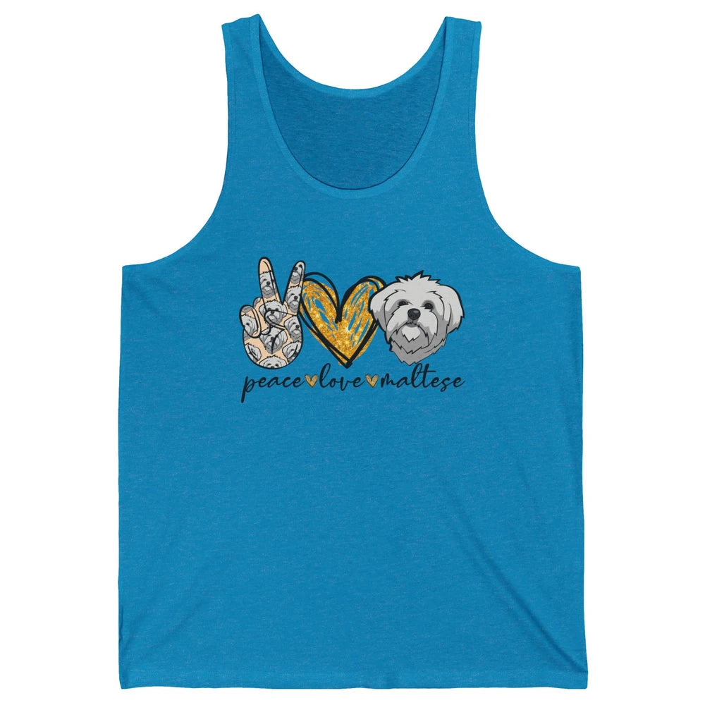 Peace Love Maltese Dog Maltese Dad Mom Mothers Fathers Day Unisex Jersey Tank