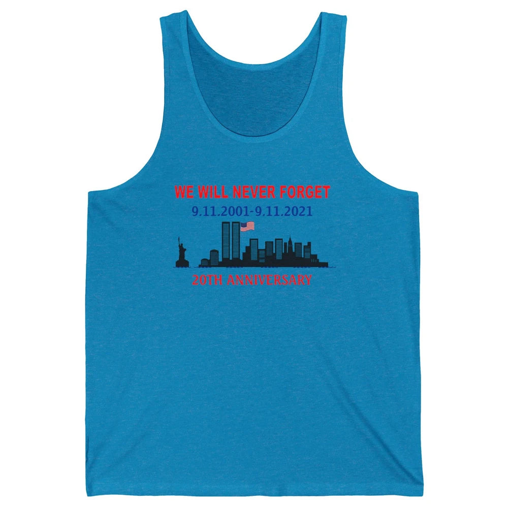 Never Forget 911 20th Anniversary American Flag Patriot Day Unisex Jersey Tank