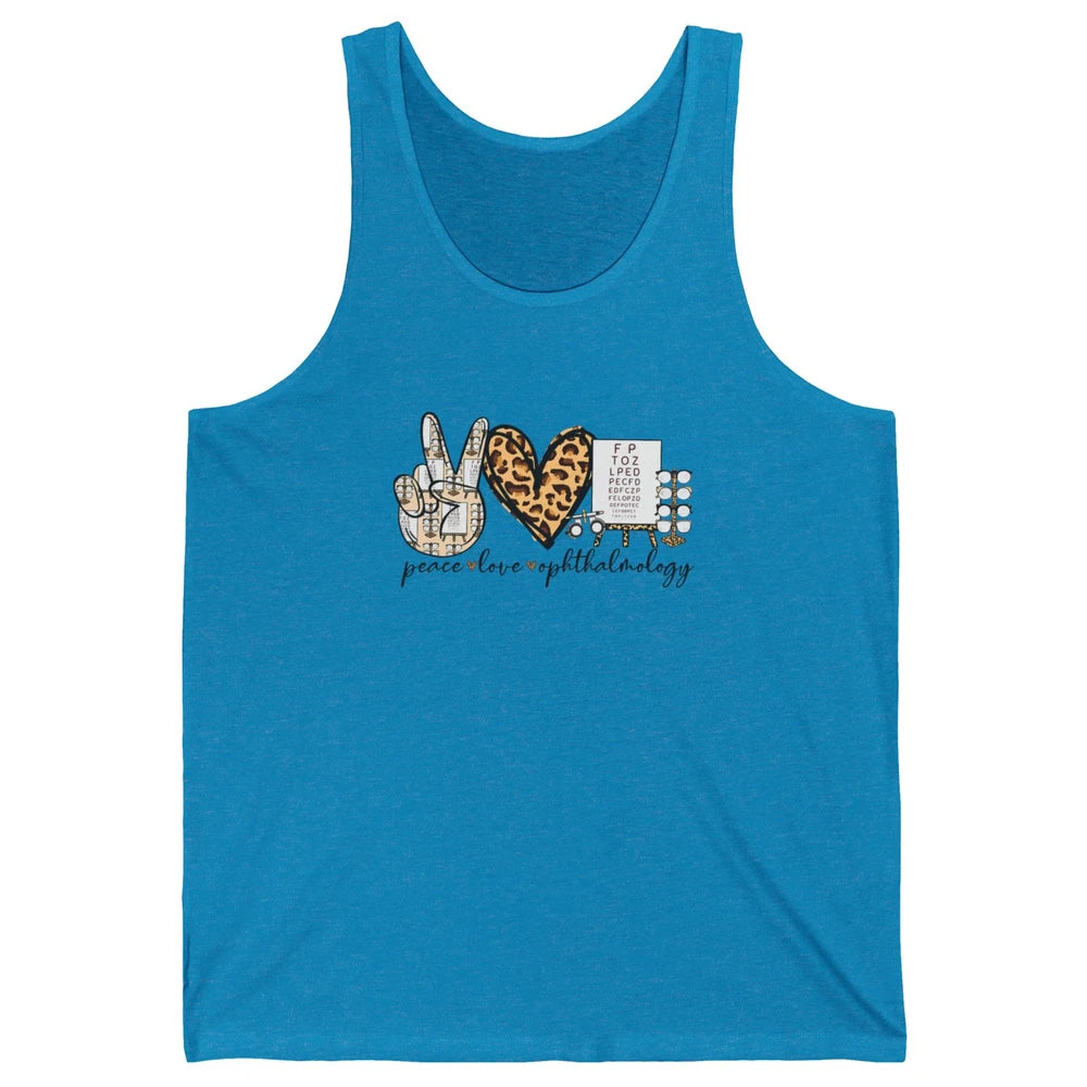 Peace Love Ophthalmology Leopard Heart Optician Optometrist Unisex Jersey Tank