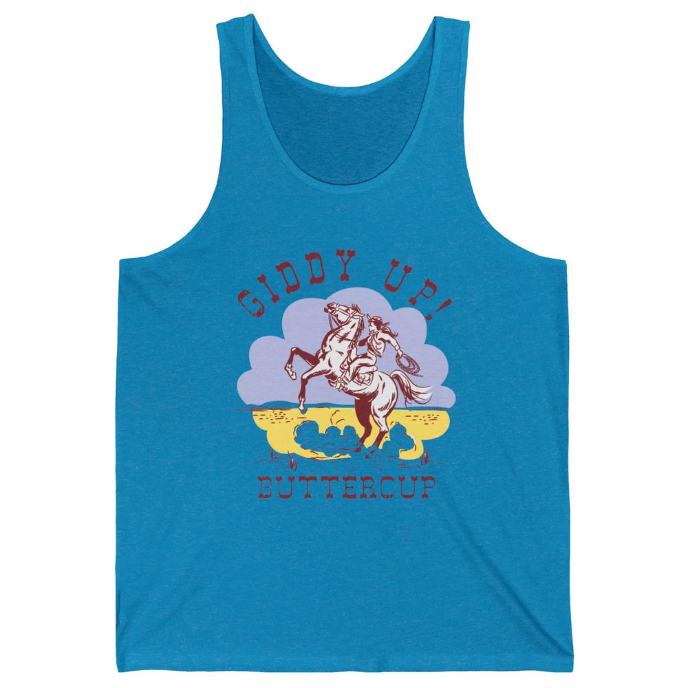Retro Cowgirl Hold Your Horse Giddy Up Western Cowboy Gift Unisex Jersey Tank
