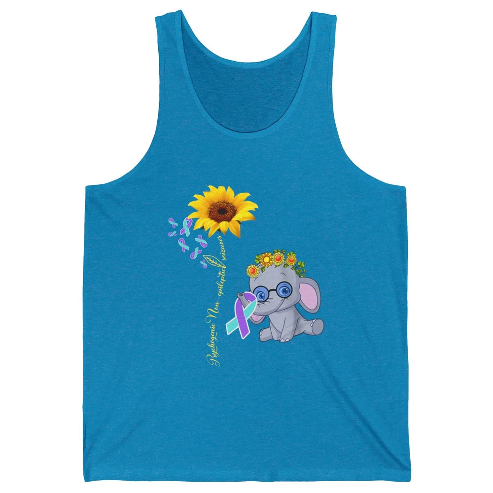 PNES Awareness Purple Teal Ribbon Sunflower Baby Elephant Unisex Jersey Tank