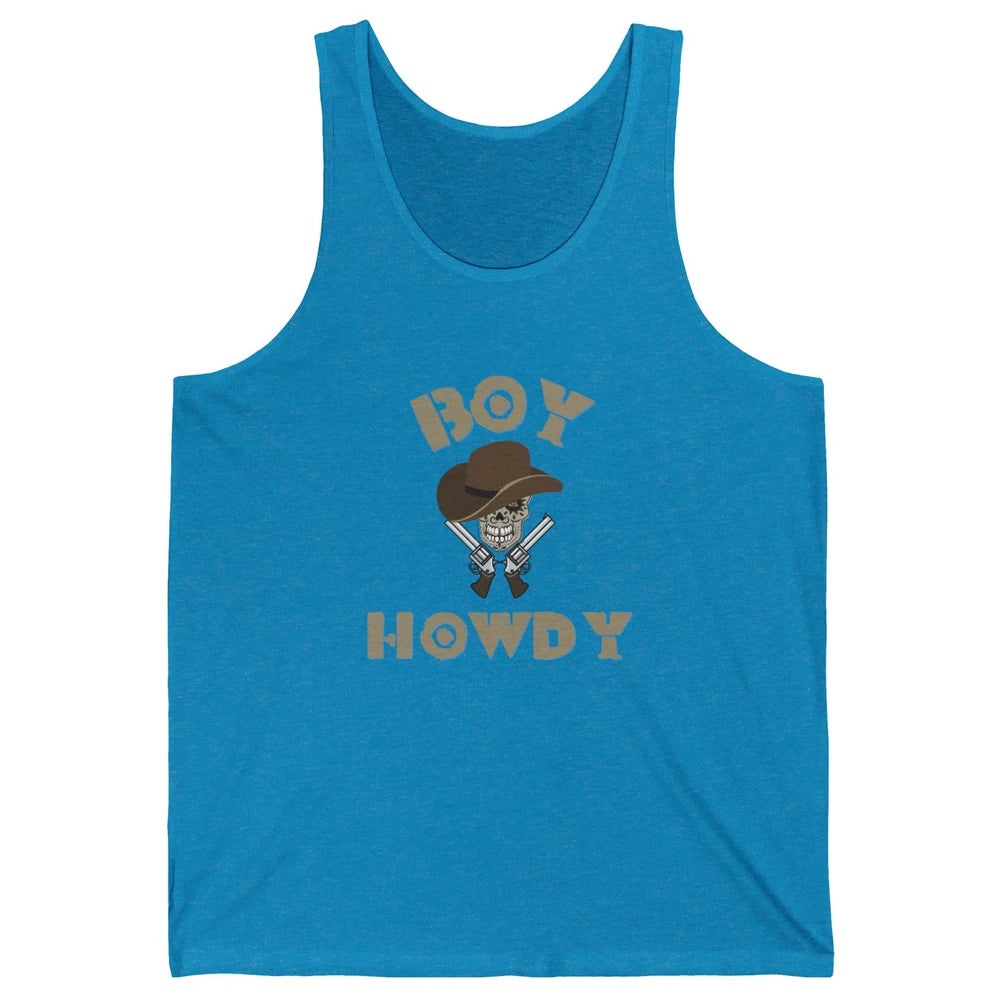 Retro Boy Howdy Rodeo Cowboy Skull Vintage Western Country Unisex Jersey Tank