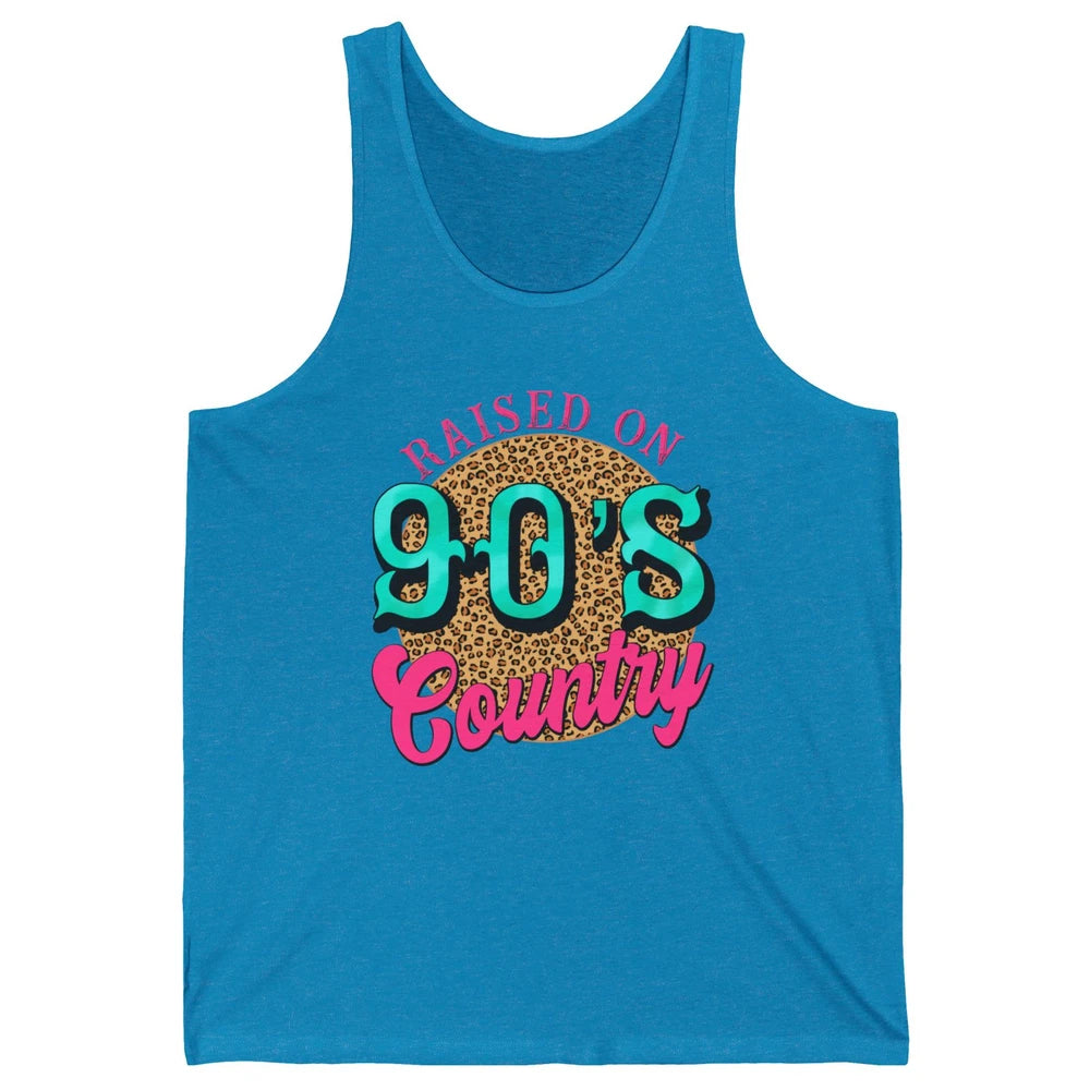 Retro Leopard Raised On 90s Country Birthday Western Country Unisex Jersey Tank