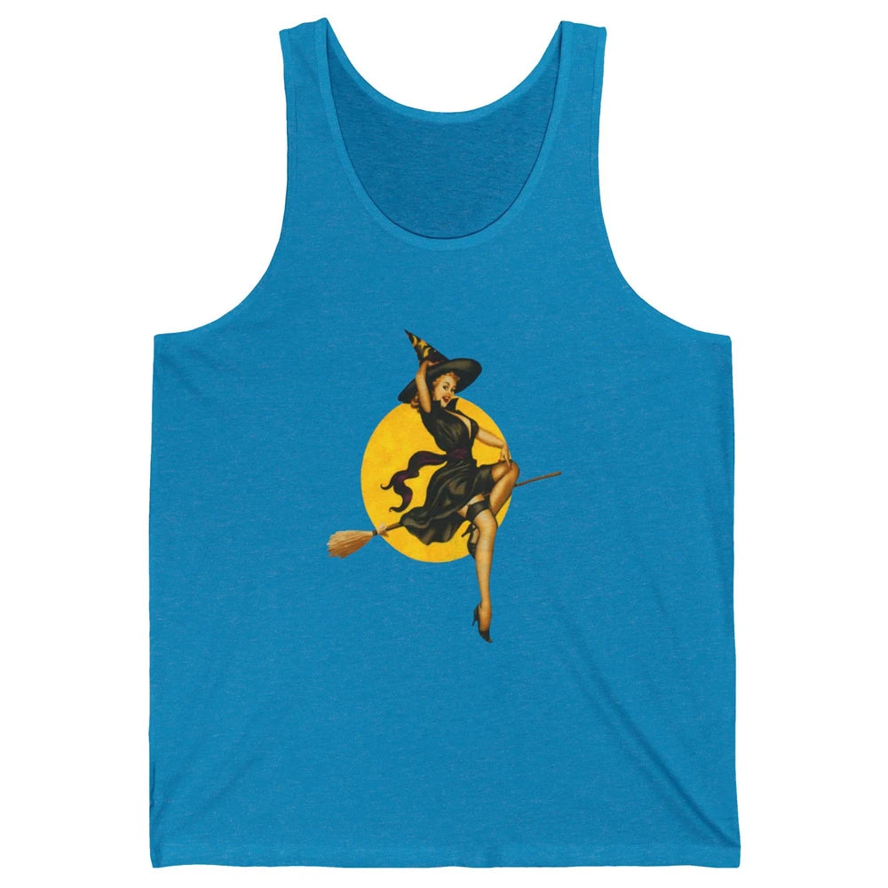 Pin Up Vintage Witch Pastel Witchcraft Halloween Spooky Goth Unisex Jersey Tank