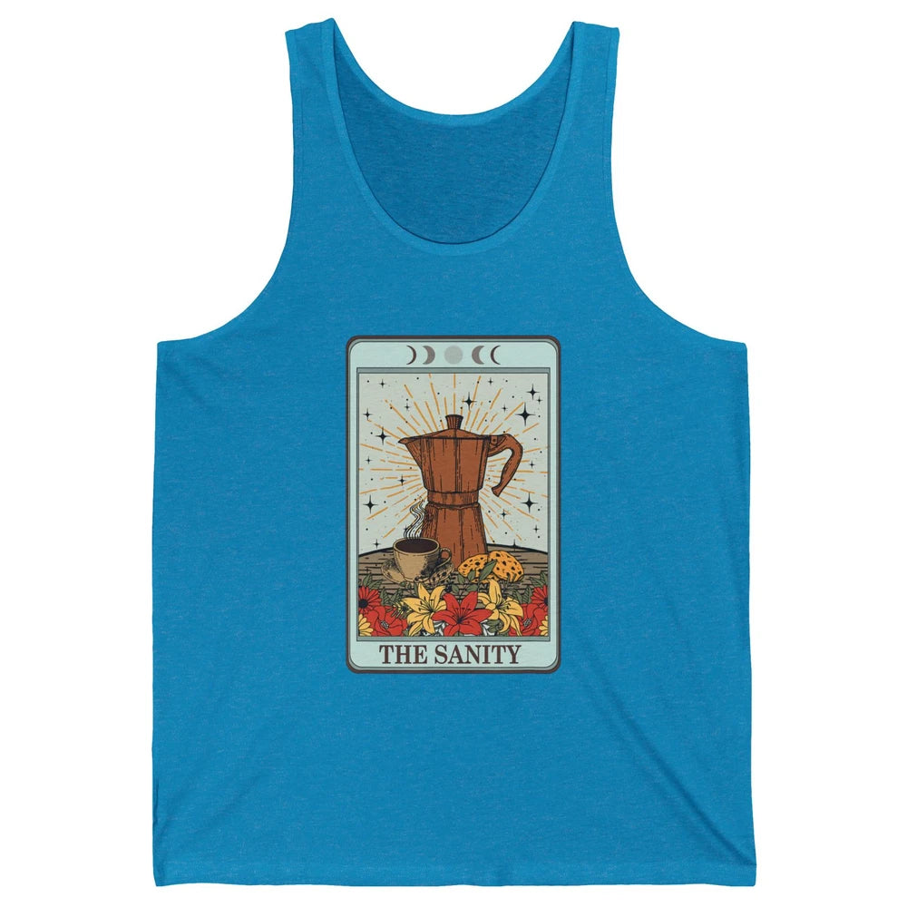 Retro Coffee Tarot Card The Sanity Floral Baker Moon Phases Unisex Jersey Tank